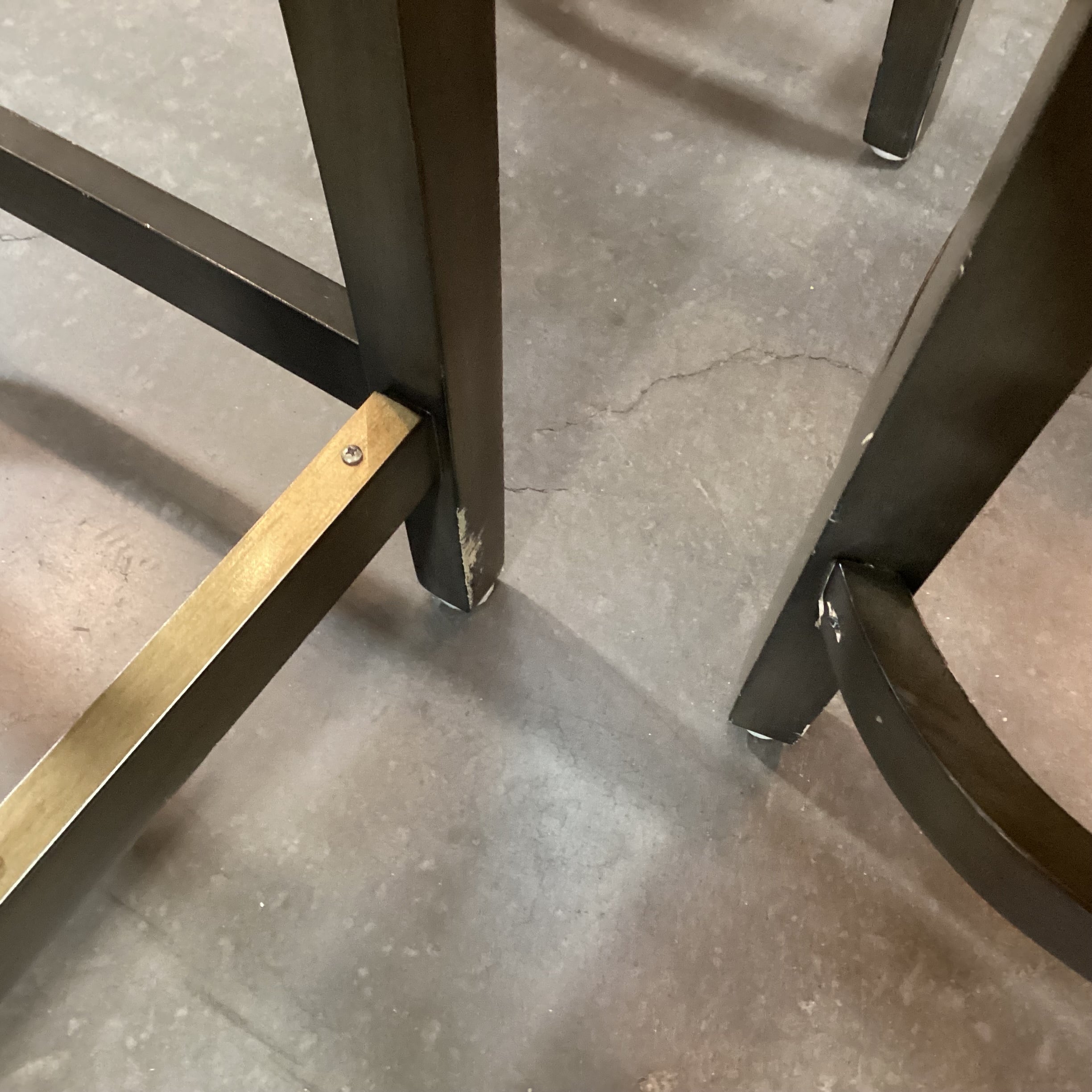 SET of 4 Green Grey Finish & Cream Tan Woven Wing Back Counter Height Barstools 24"