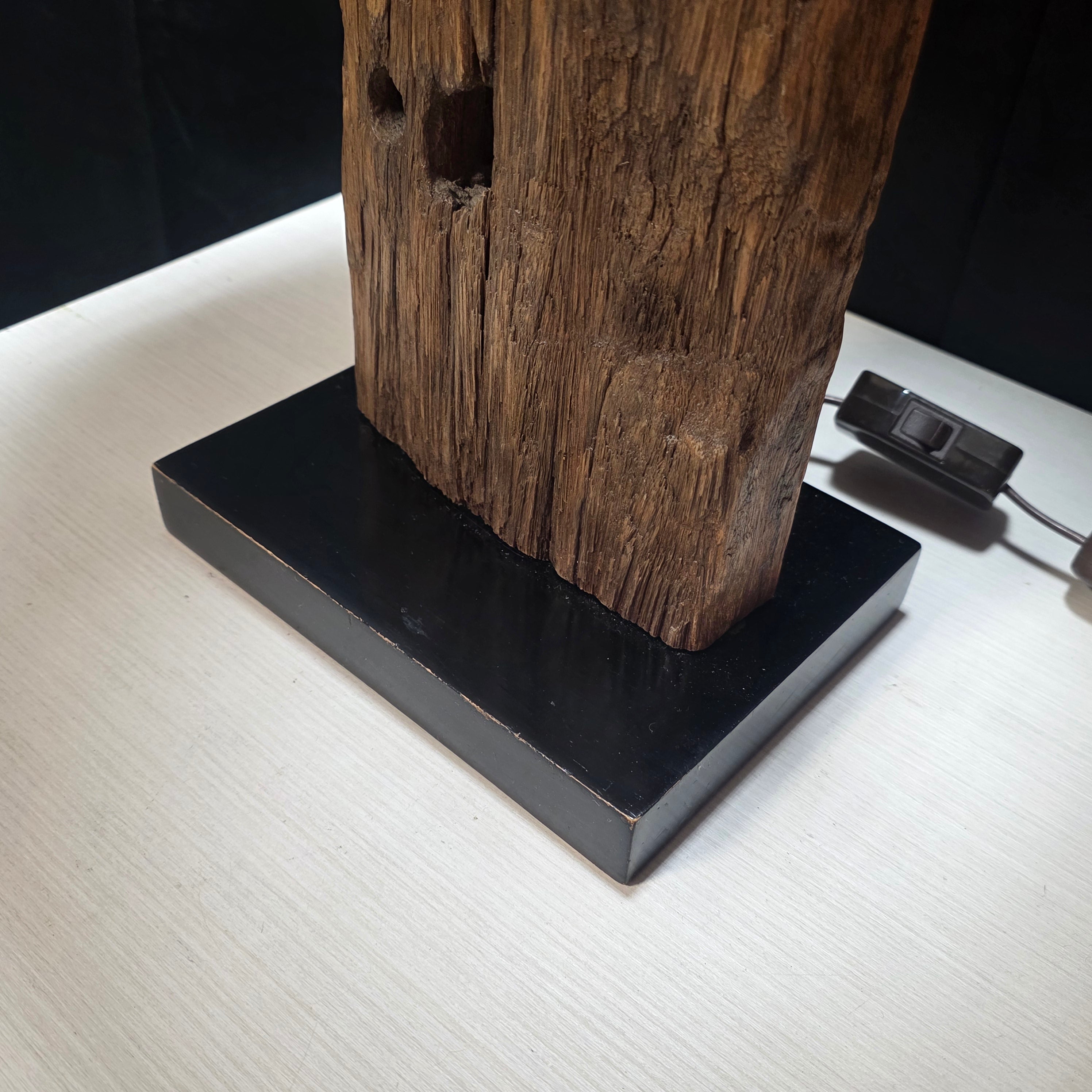Vintage Drift Wood & Wood Base Table Lamp 18"Dx27"
