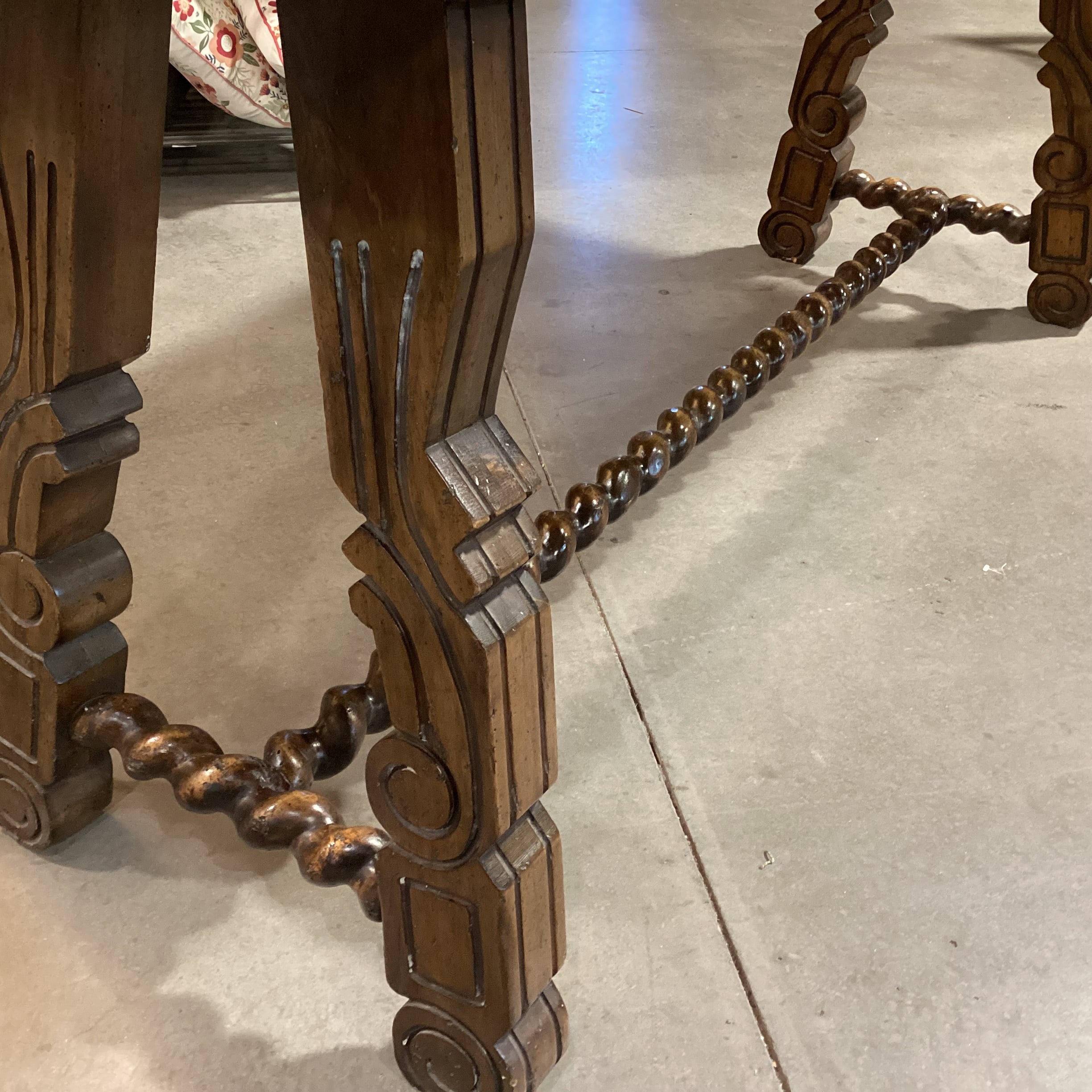 Antique Barley Twist Trestle & Edge Detail Sofa Table 84"x 26"x 34"