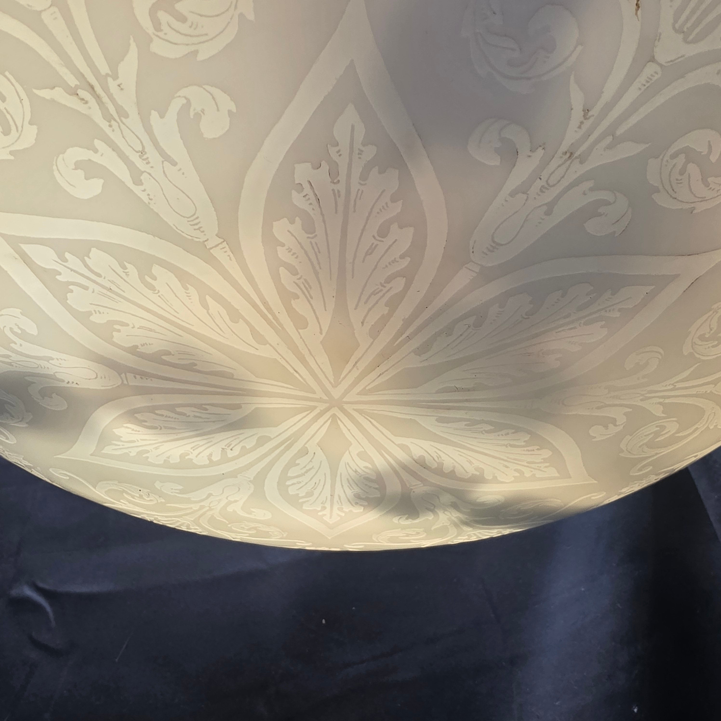 Circa 1920's - 1930's Antique Neoclassical Milk Glass Three Light Chandelier/Pendant 16.5"Dx21"