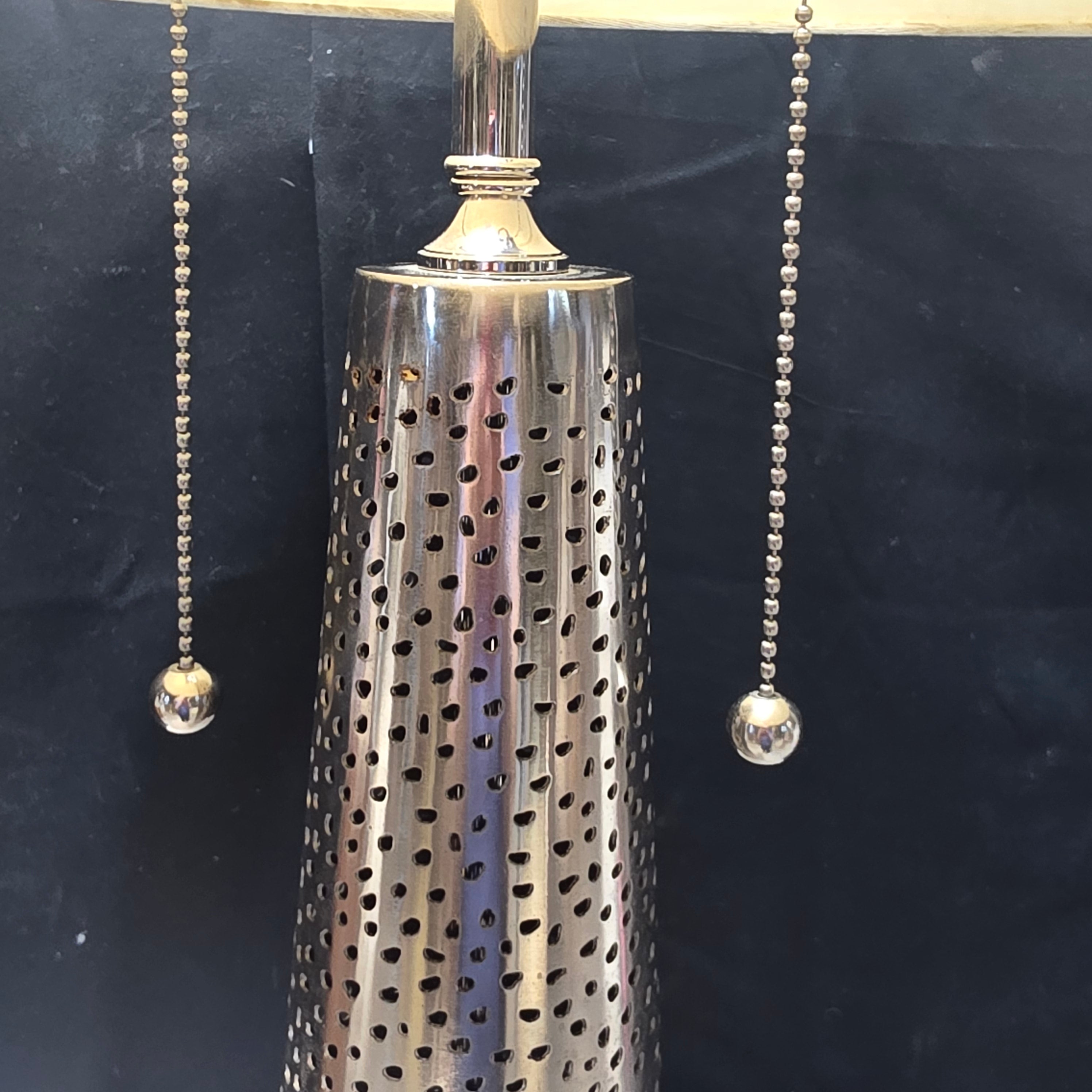 Arterois Hand Hammered Silver Metal Table Lamp Made in India 22"Dx32"