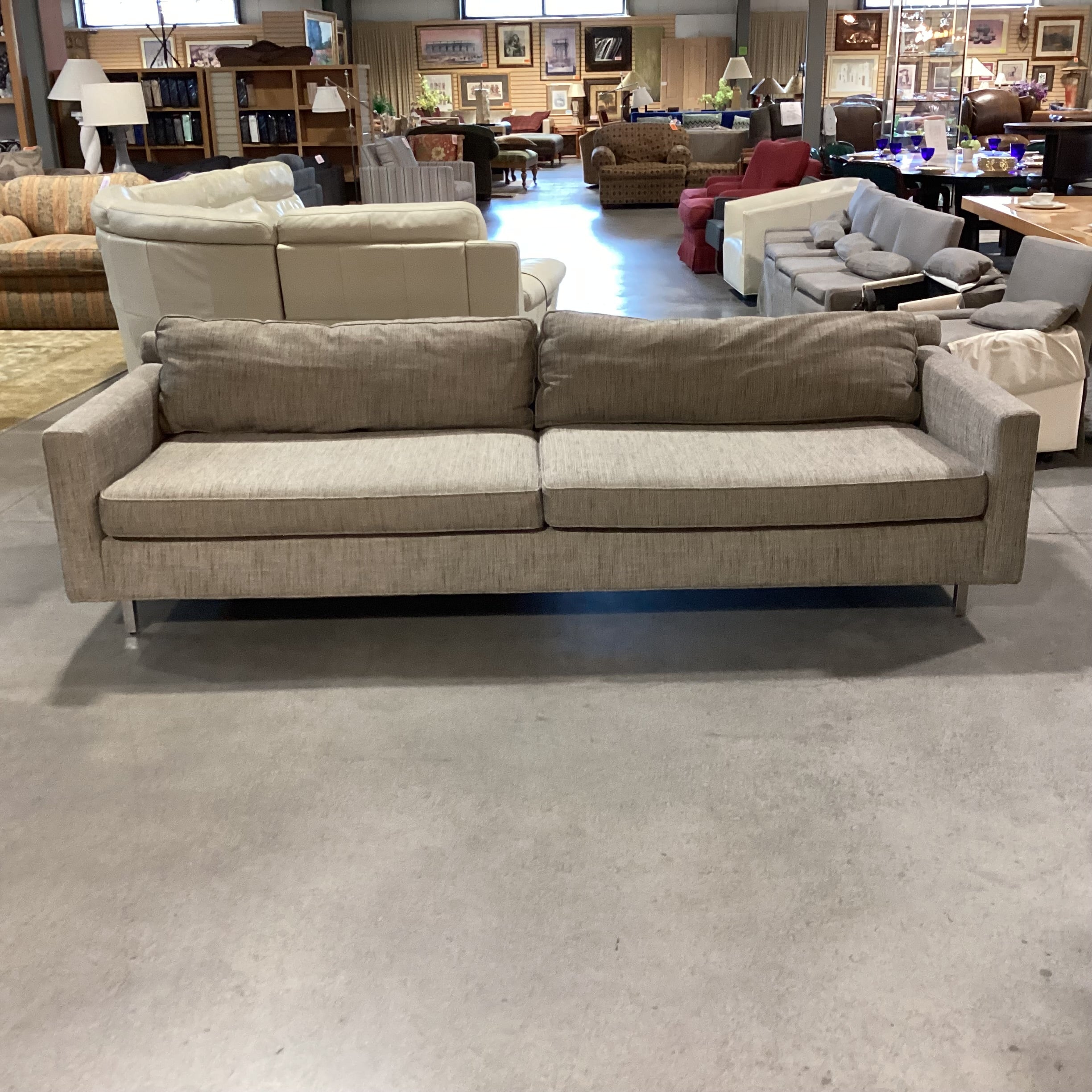 Mitchell Gold & Bob Williams Grey Charcoal Woven Modern Sofa 100"x 39"x 28"