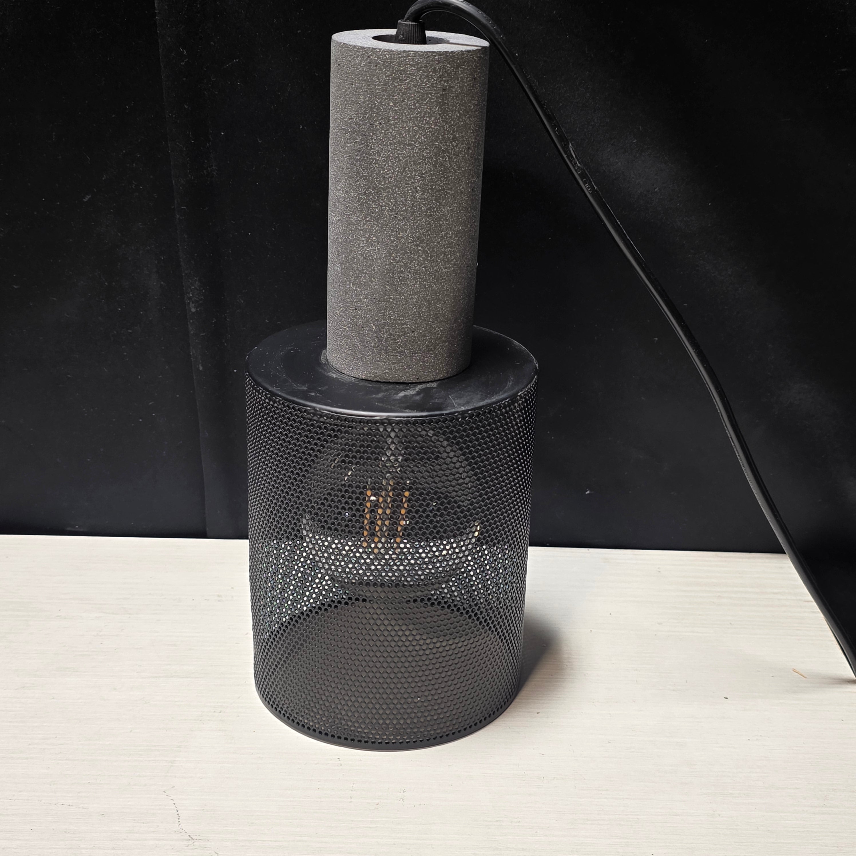 NEW Concrete Linear Caged Light Bulb Pendant 5"Dx11.25"