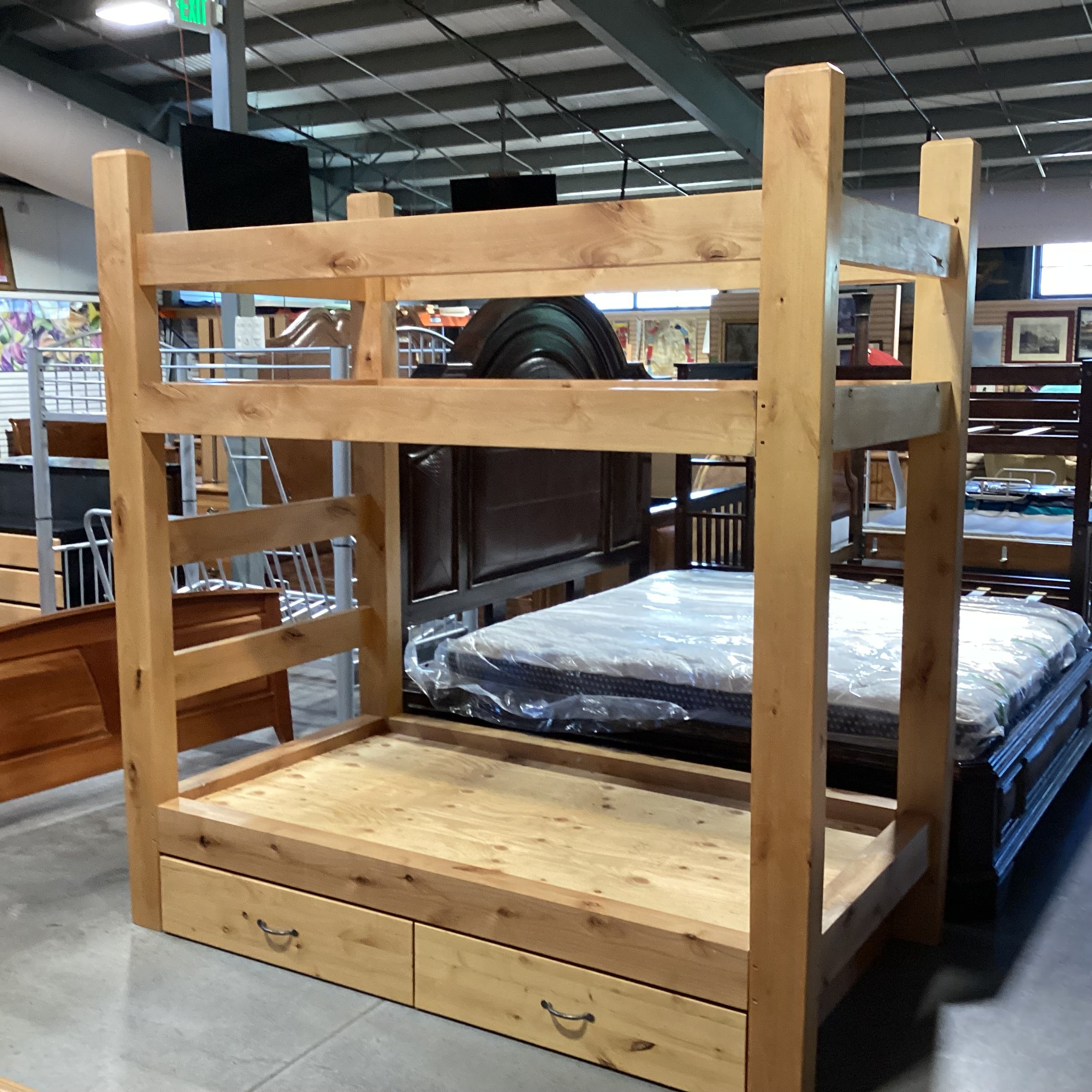 Twin Over Twin Solid Wood with 2 Drawer Storage Bunk Bed Set 46"x 84"x 88"