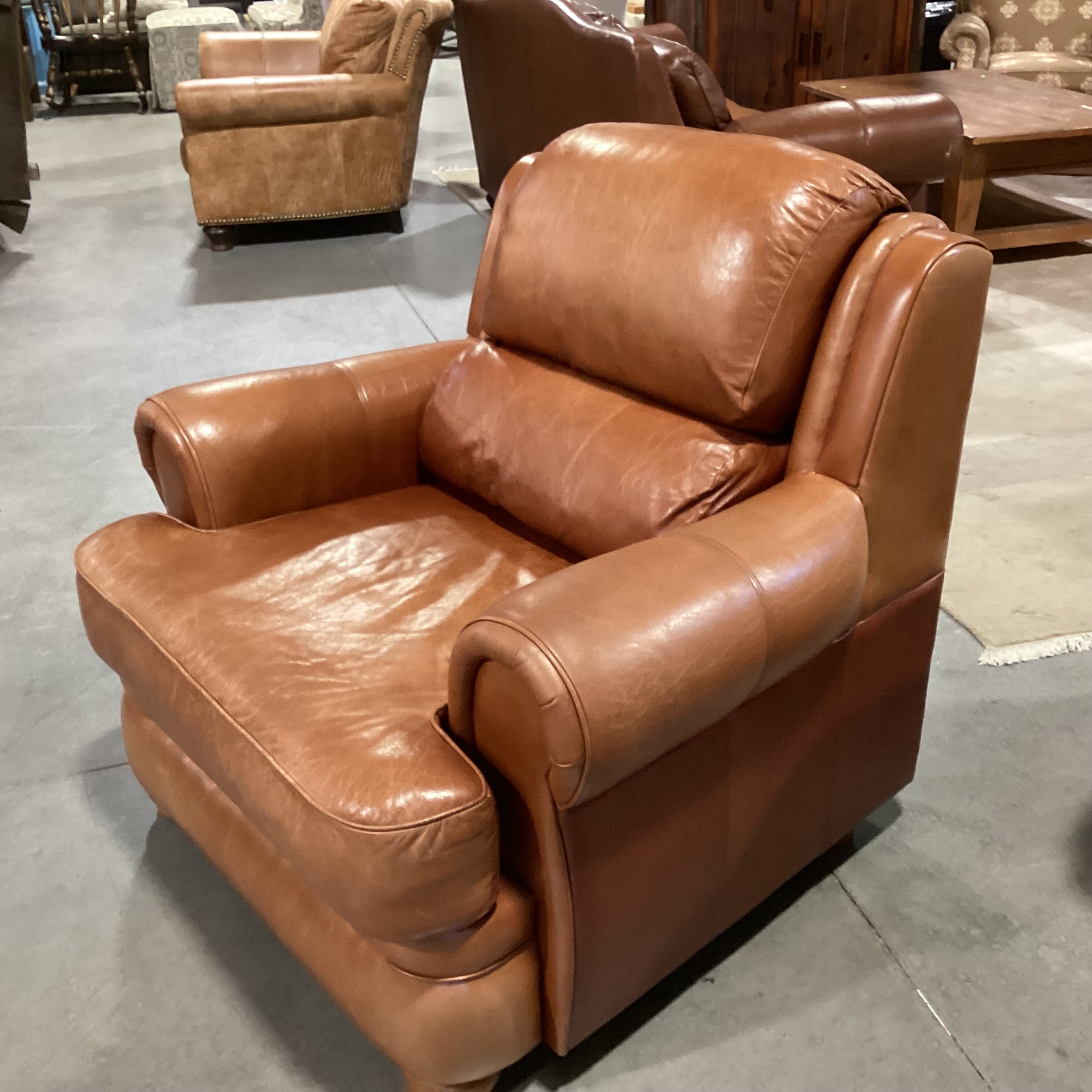 Cognac Leather Chair 42"x 36"x 38"