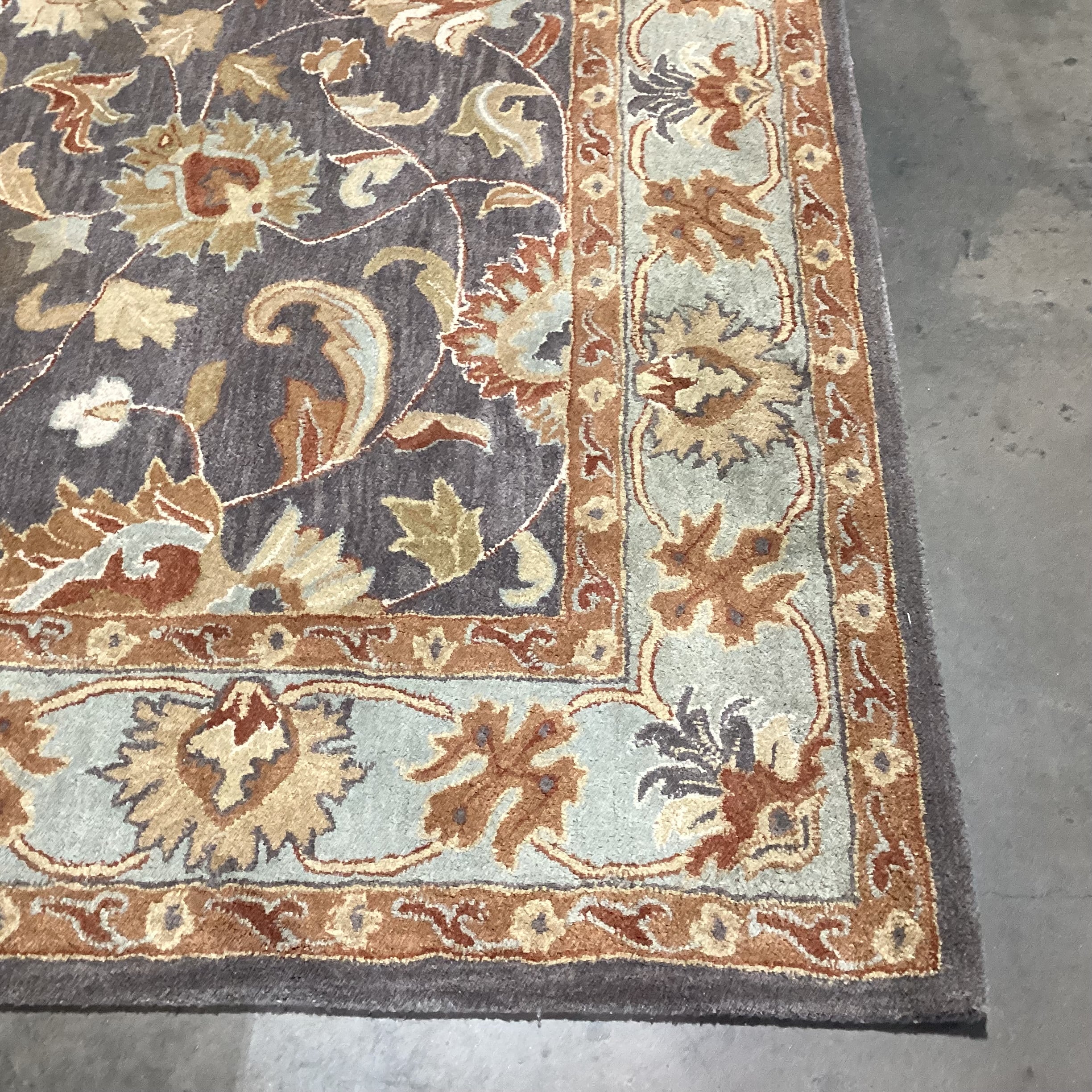 Surya Caesar Grey Gold Rust Floral Wool Rug 8'x 8'