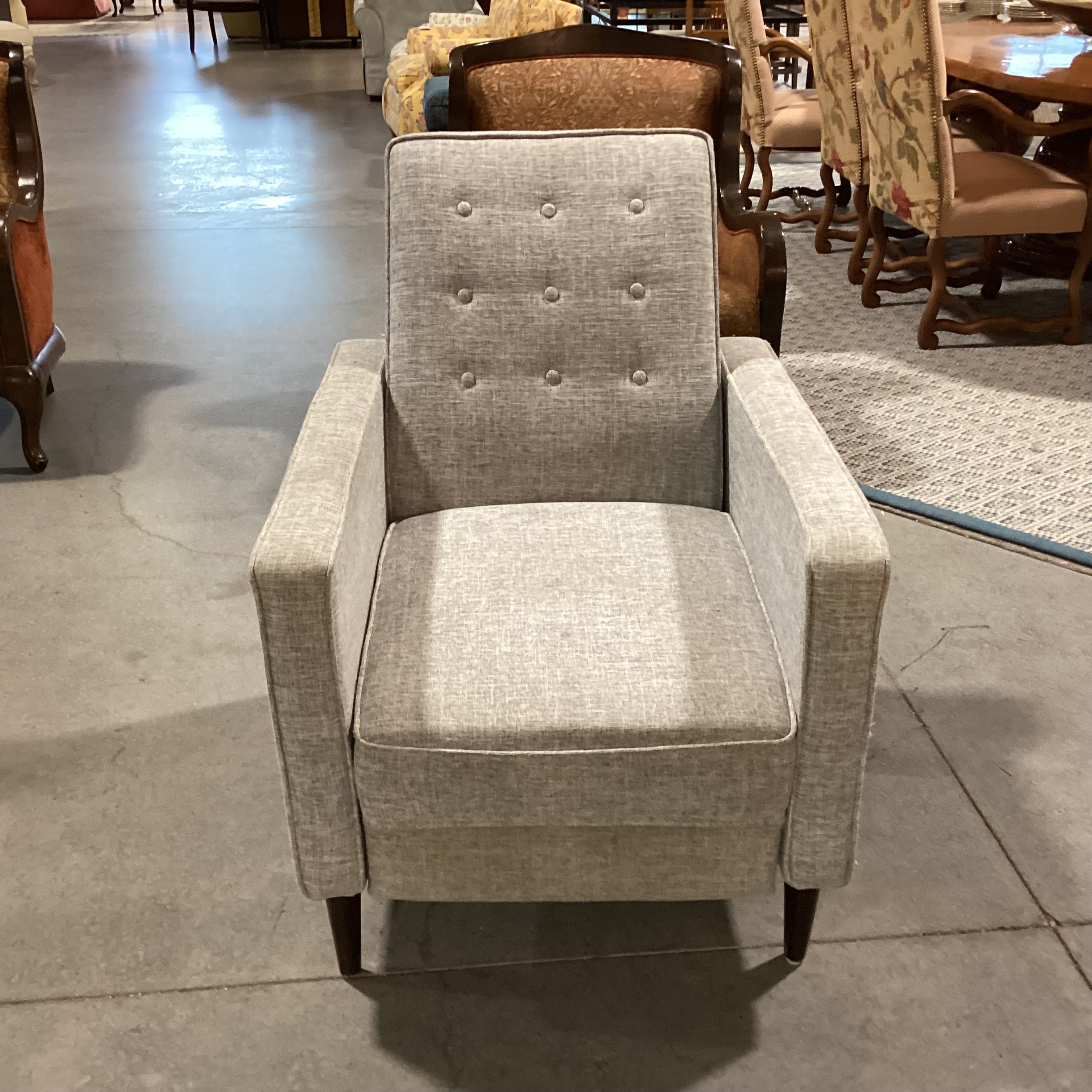 Noble House Home Furnishings Grey Heather Button Tufted Recliner Chair 28"x 34" to 54"x 37"