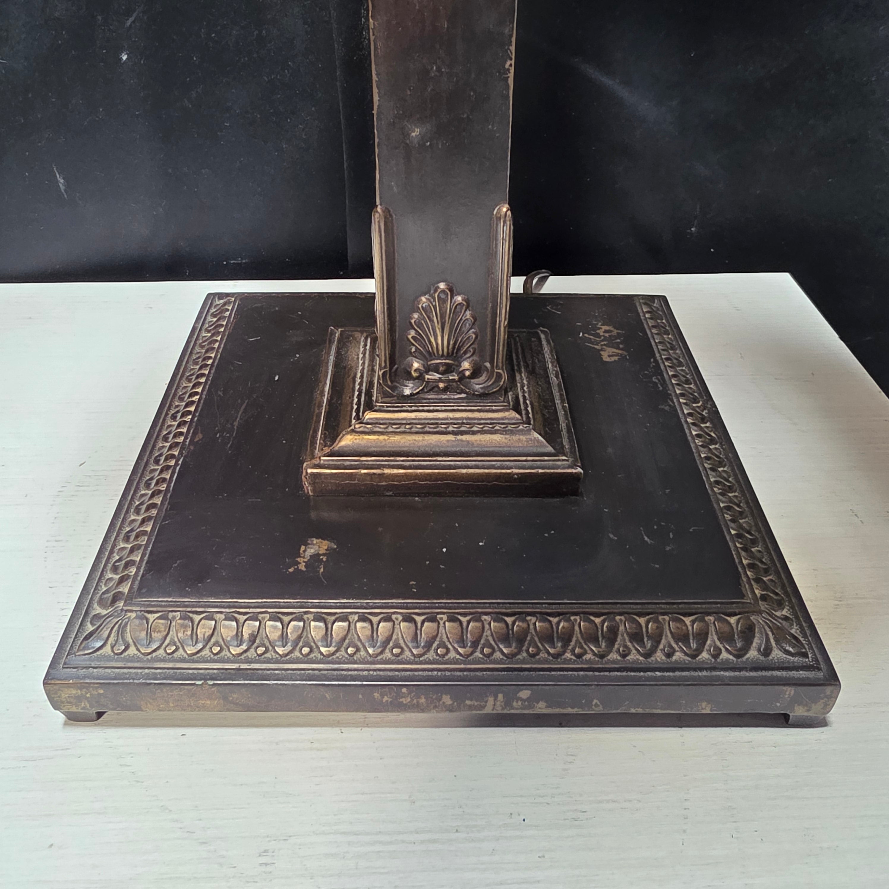 Antique Tiffany Style Square Base Table Lamp 10"x10"x28"