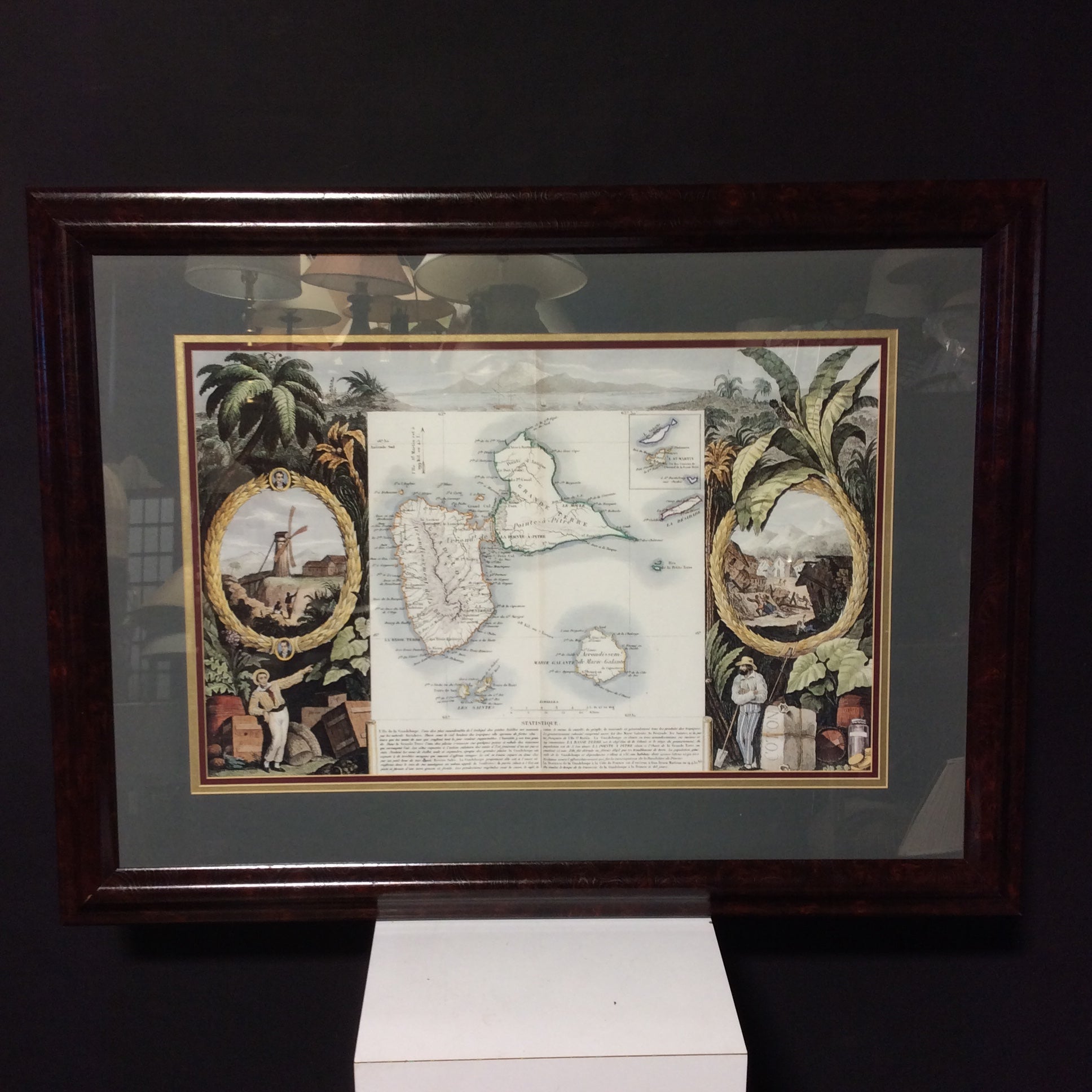 Guadeloupe Caribbean 1850 Victor Levasseur Map Print In Faux Wood Frame 34 1/2" x 26"