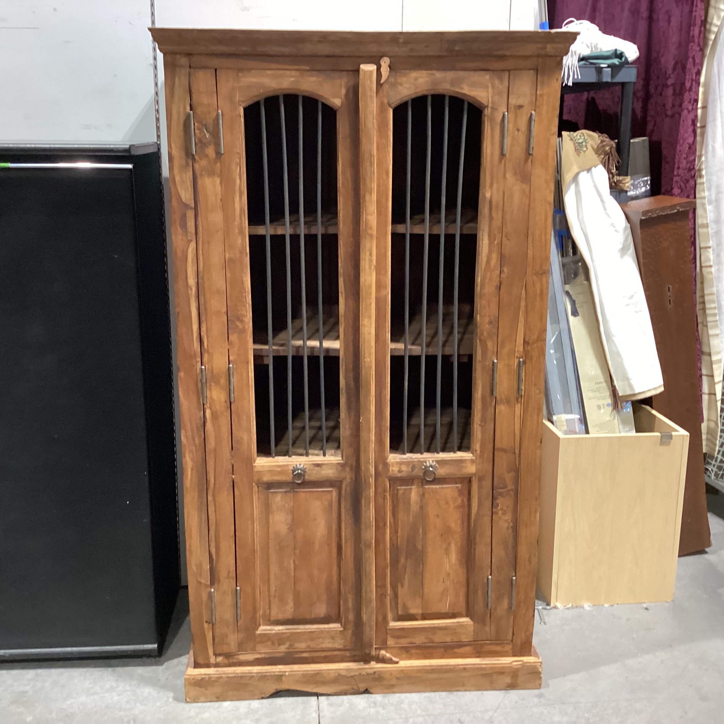 Solid Rustic Wood with Iron Accent Armoire 40.5"x 25"x 70.5"