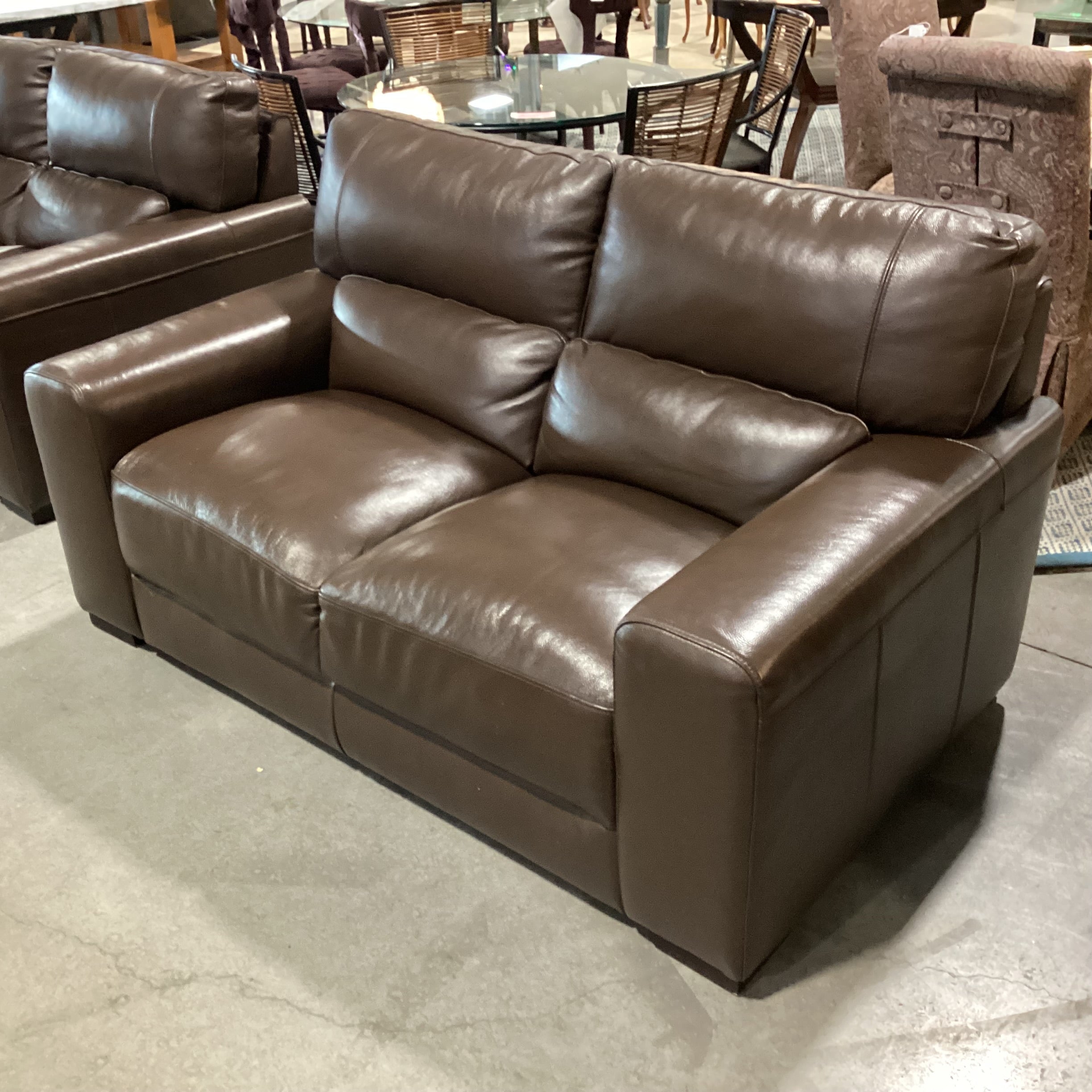 Jason Furniture Chocolate Leather Sofa 64"x 38"x 31"