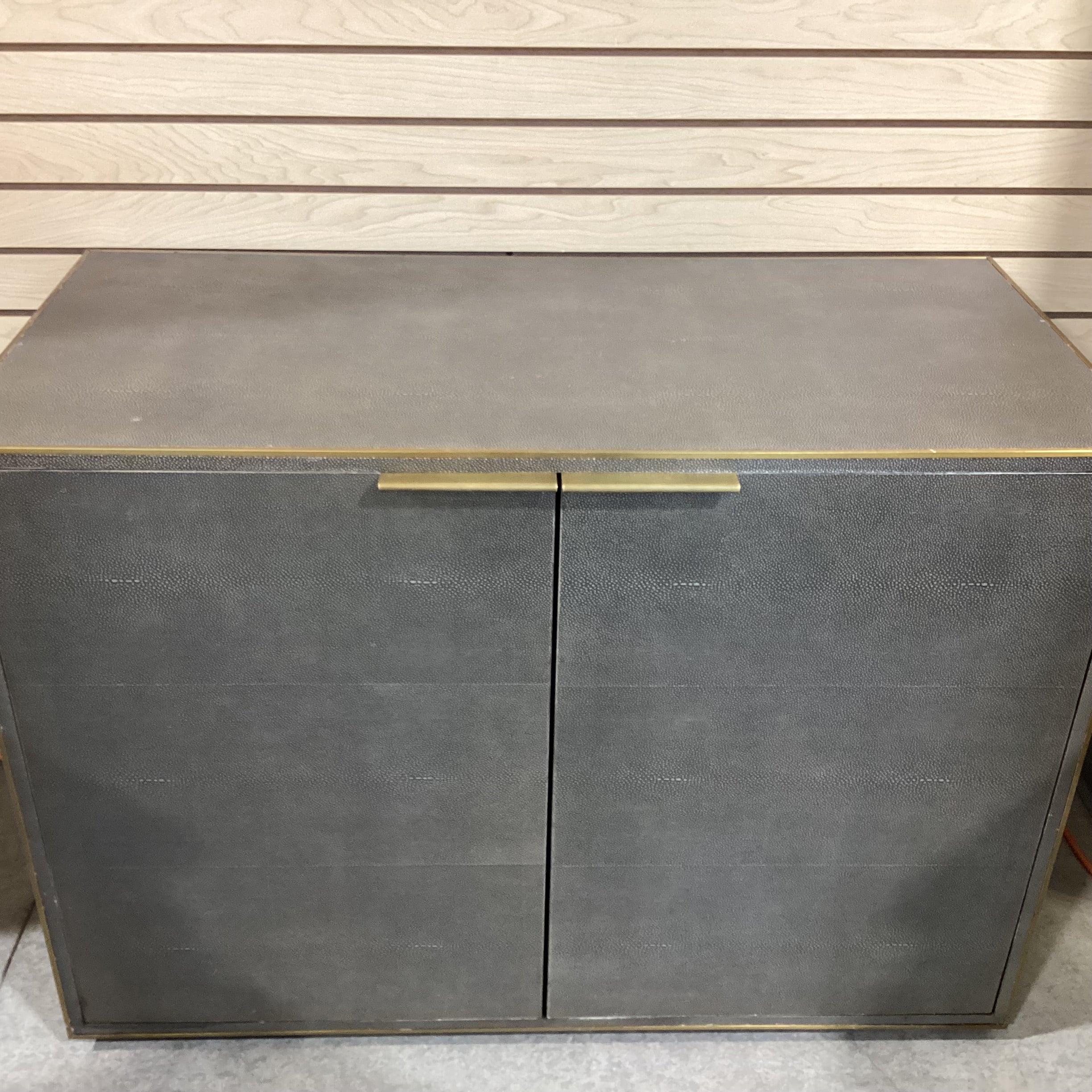 Restoration Hardware Saunderson Shagreen & Brass Cabinet Console 42"x 21"x 30.5"