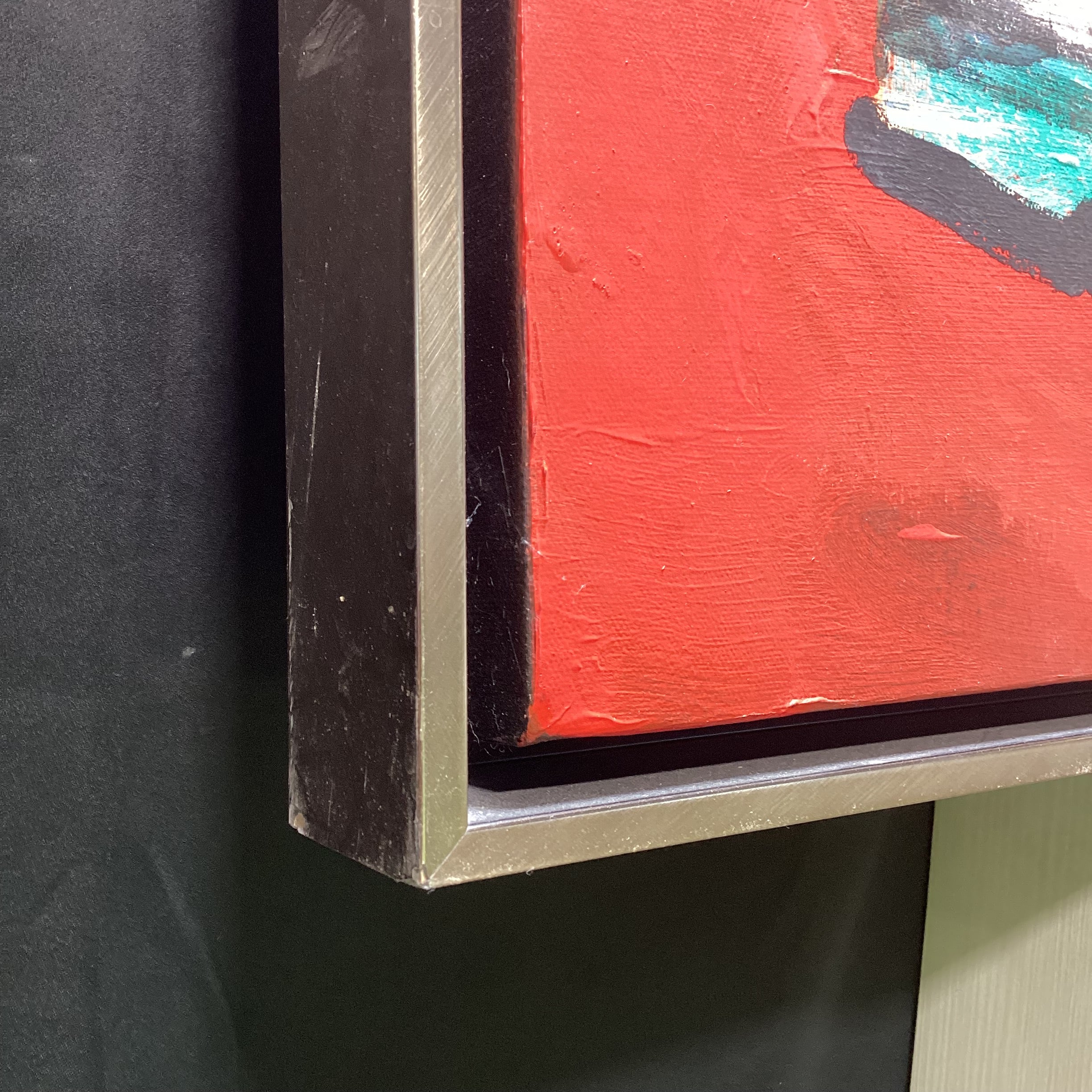 Lia Galletti Signed Original Abstract Painting In Silver Frame 41.5" x 31"