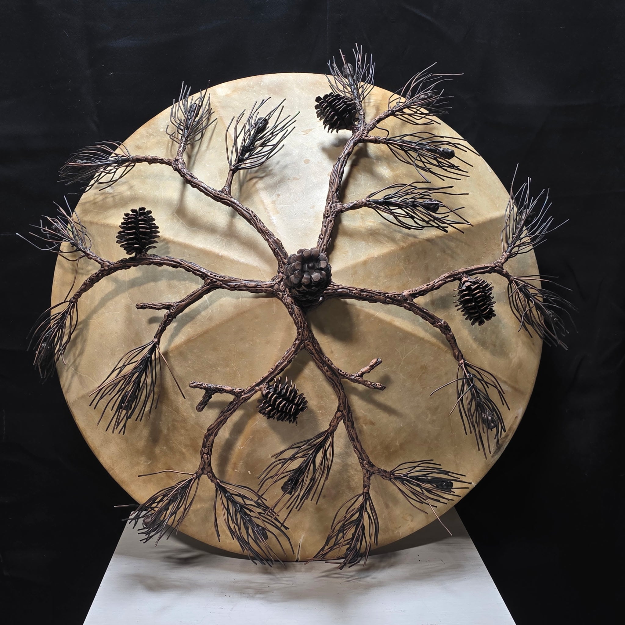 Raw Hide Pine Cone Tree Branch Wall Art 26"