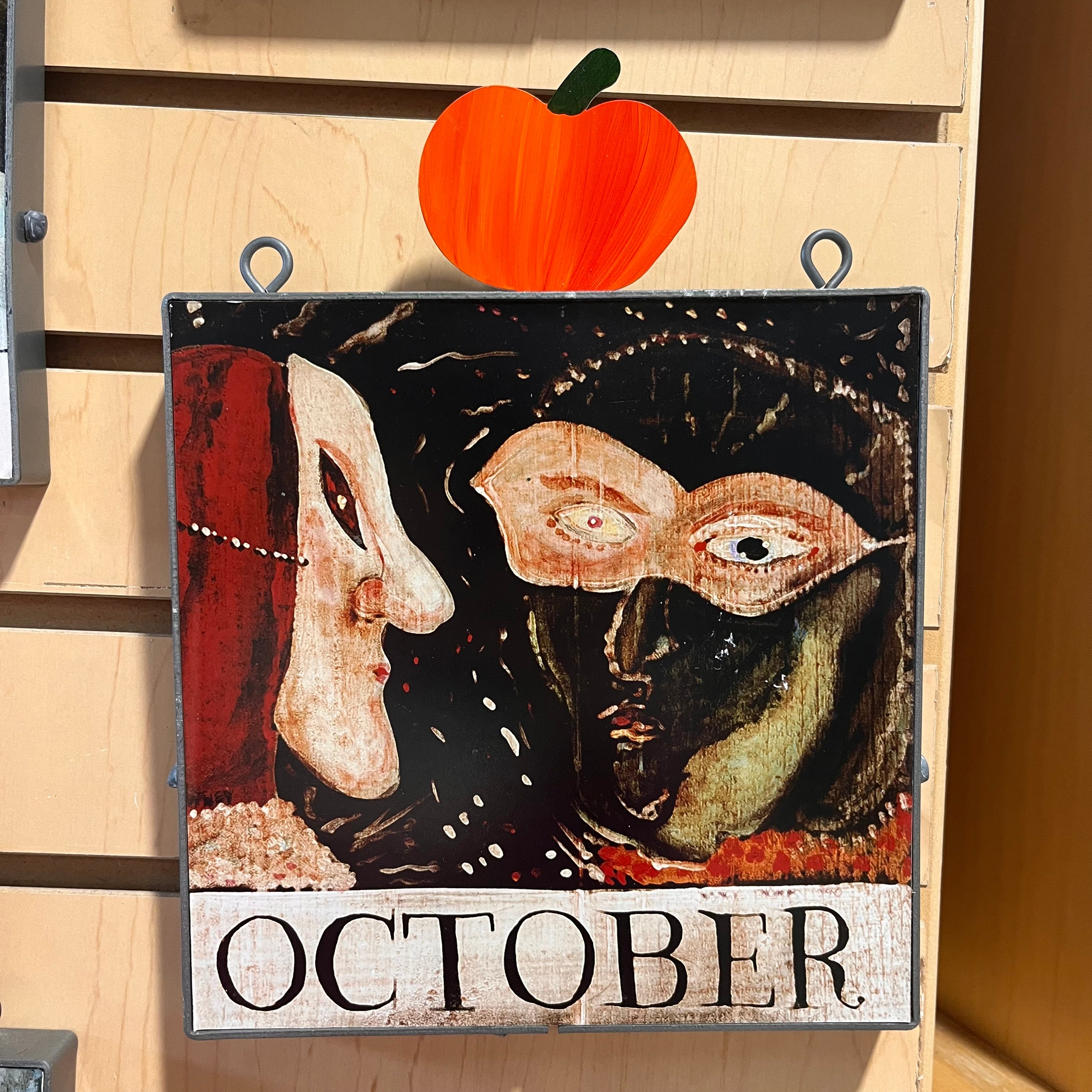 Nancy Thomas Folk Art Calendar Plaque: October Wall Decor; 8"x 11"