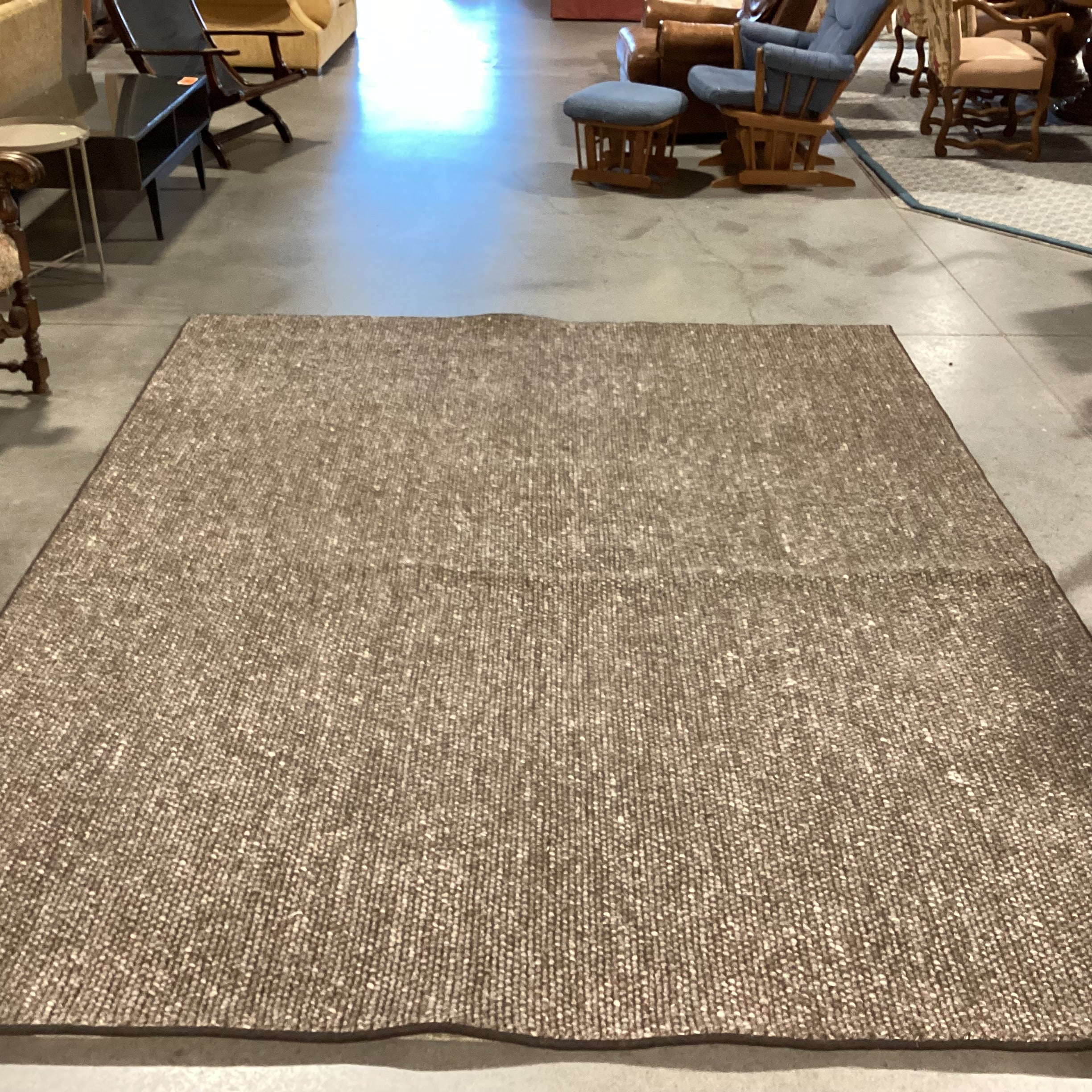 Custom Taupe Brown Loop Woven Wool with Pad Rug 8'x10'