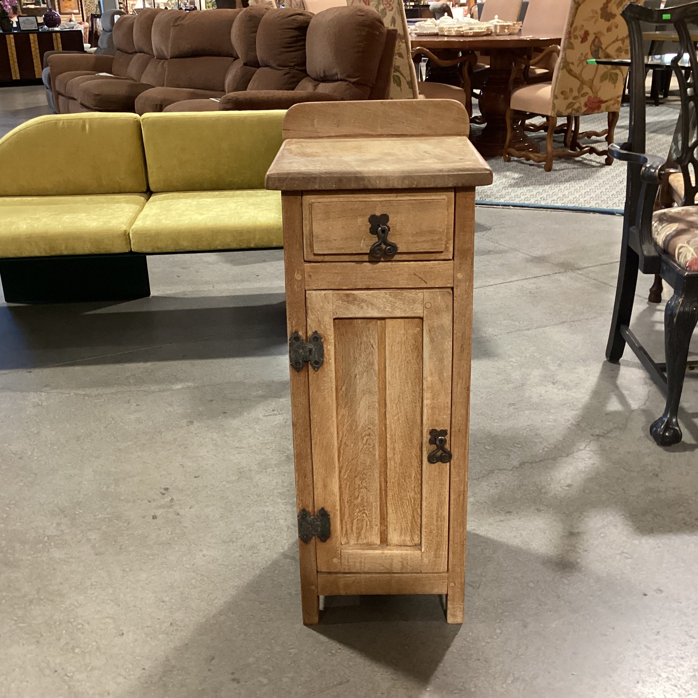 Solid Natural Wood 1 Drawer 1 Door with Shelf Cabinet End Table 13"x 13"x 34"