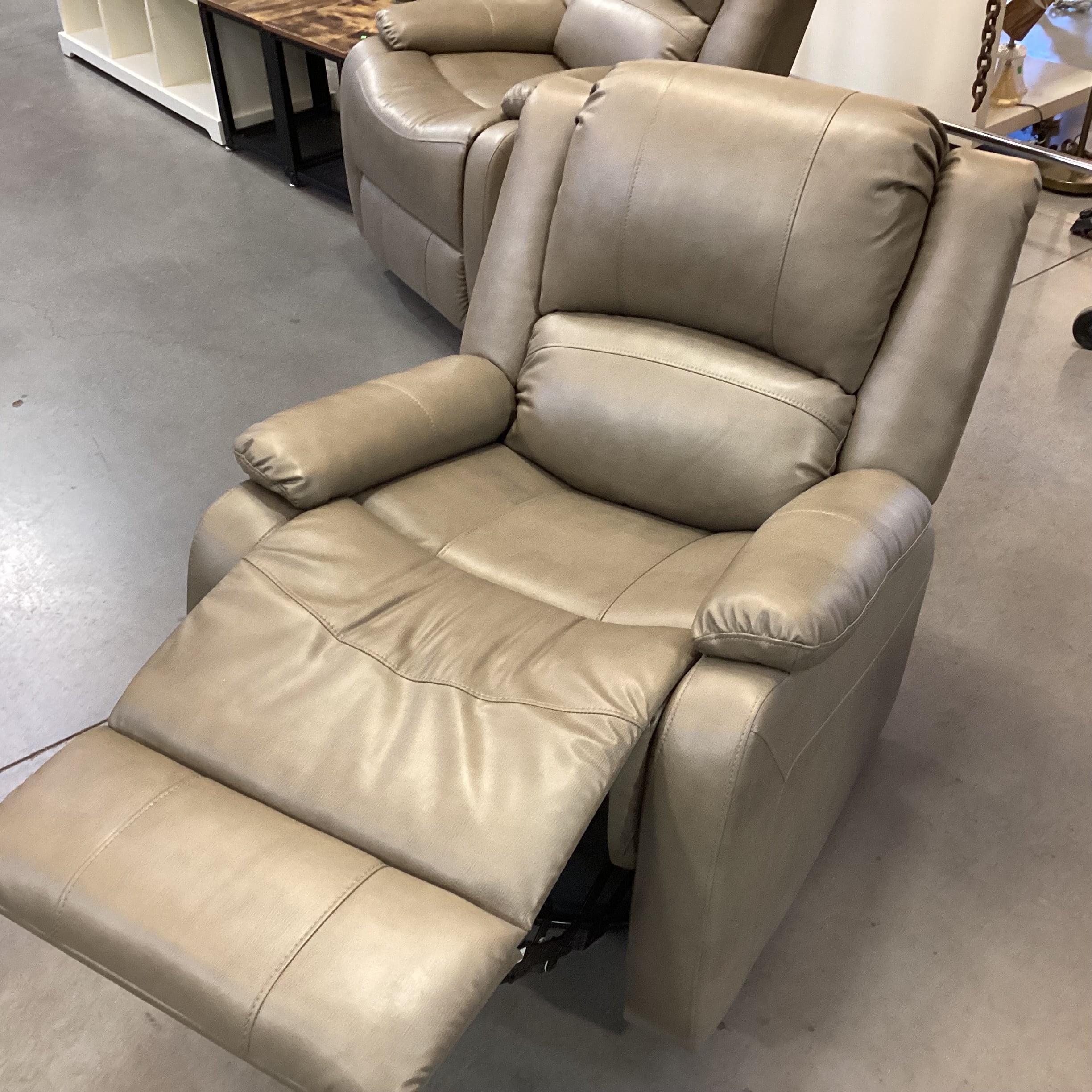 Recpro Taupe Faux Leather Swivel Rock Recliner Chair 31"x 36"x 38"