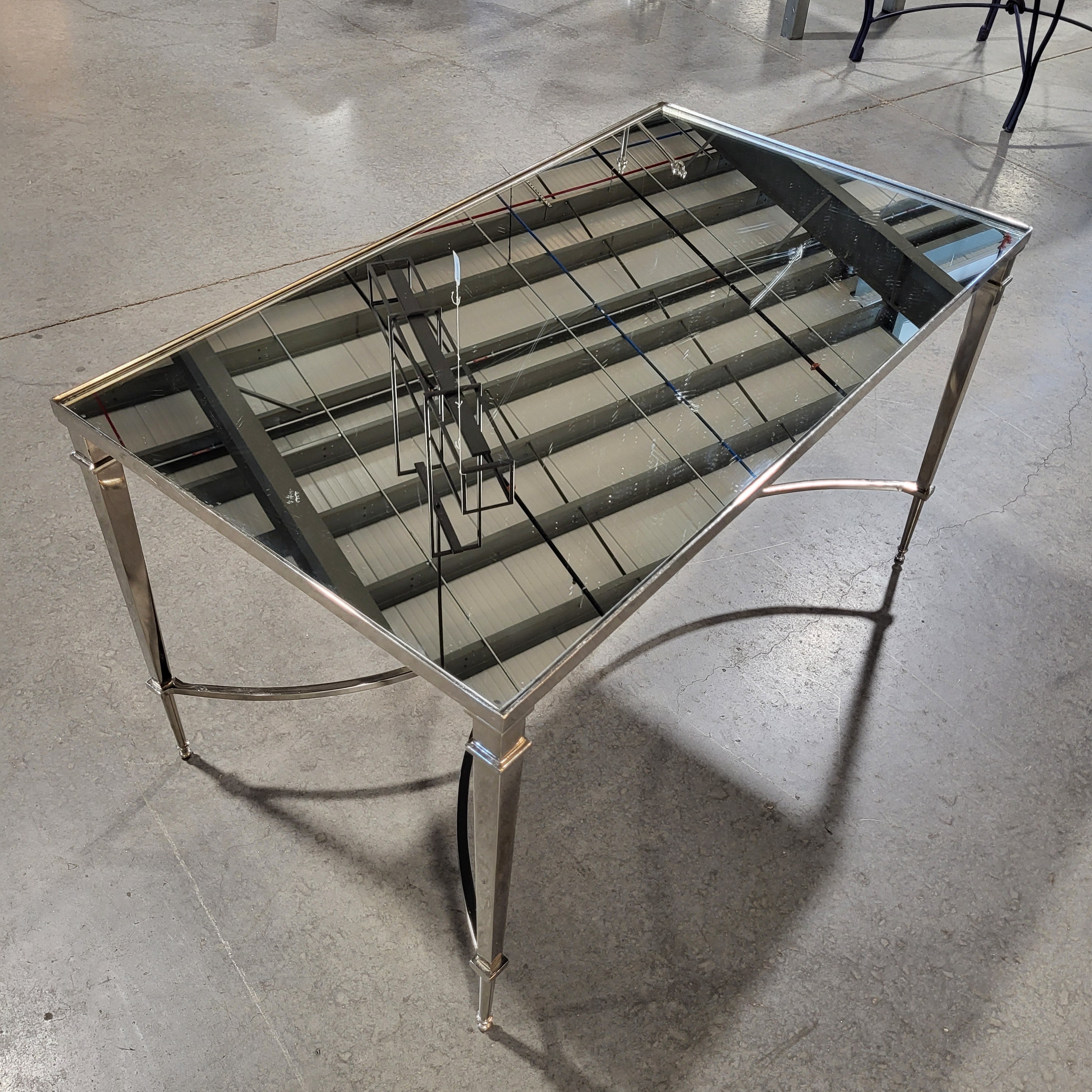 Art Deco Regency Style Silver Mirrored Coffee Table 36"x 20"x 20"