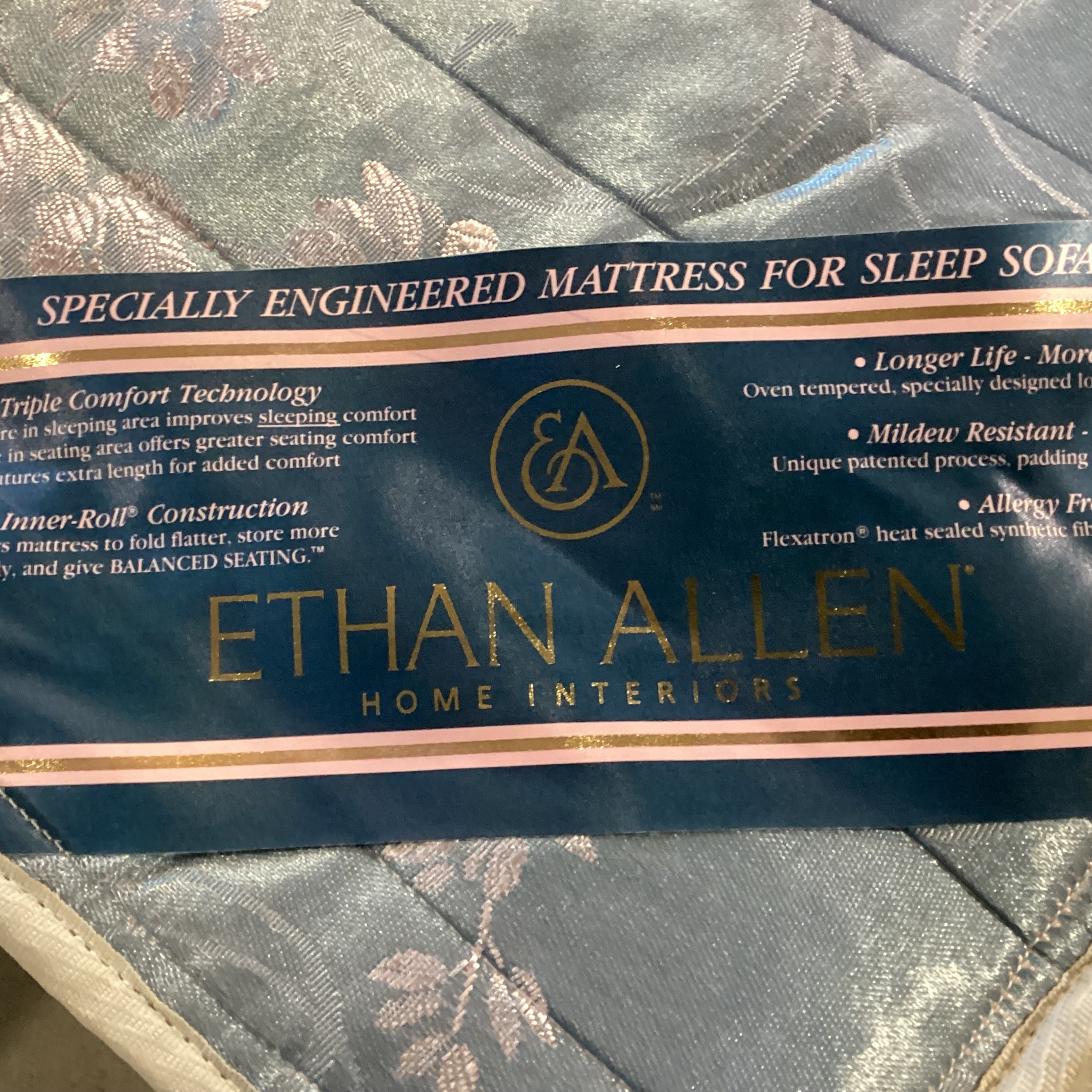 Ethan Allen Salmon Velvet Queen Sleeper Sofa 87"x 39"x 34"