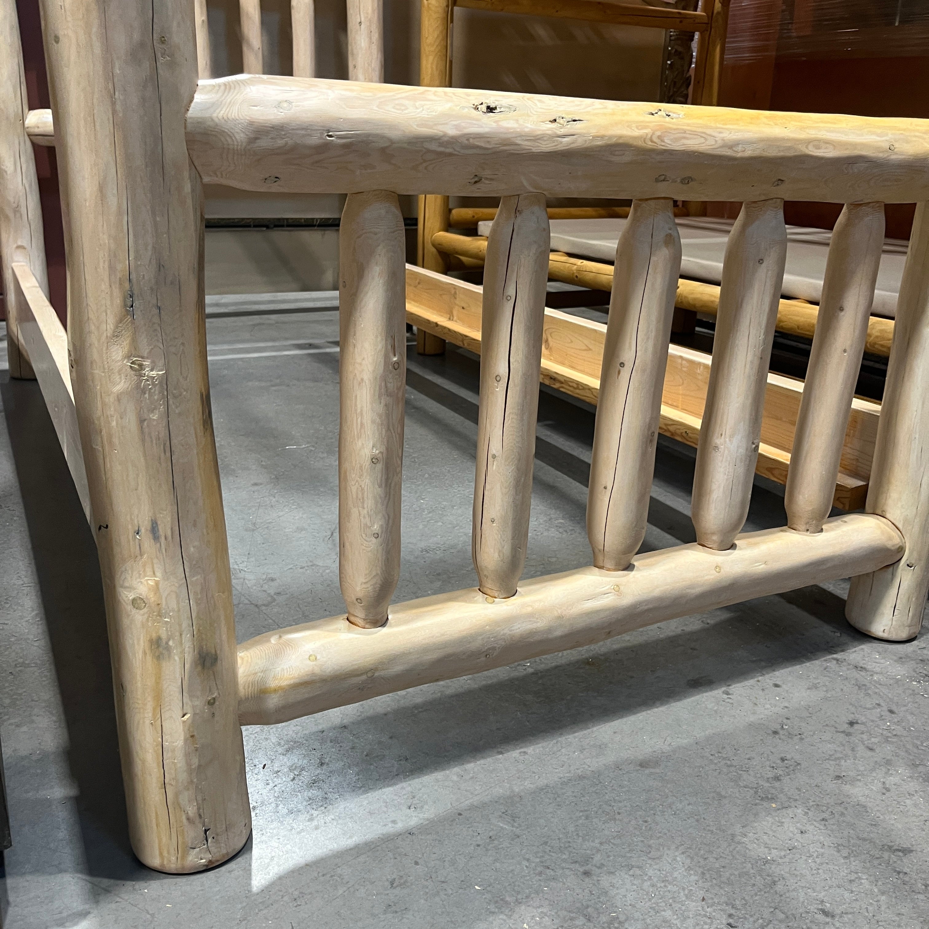 TWIN Solid White Cedar Log Canopy Bed Set 43”x 85”x 72”