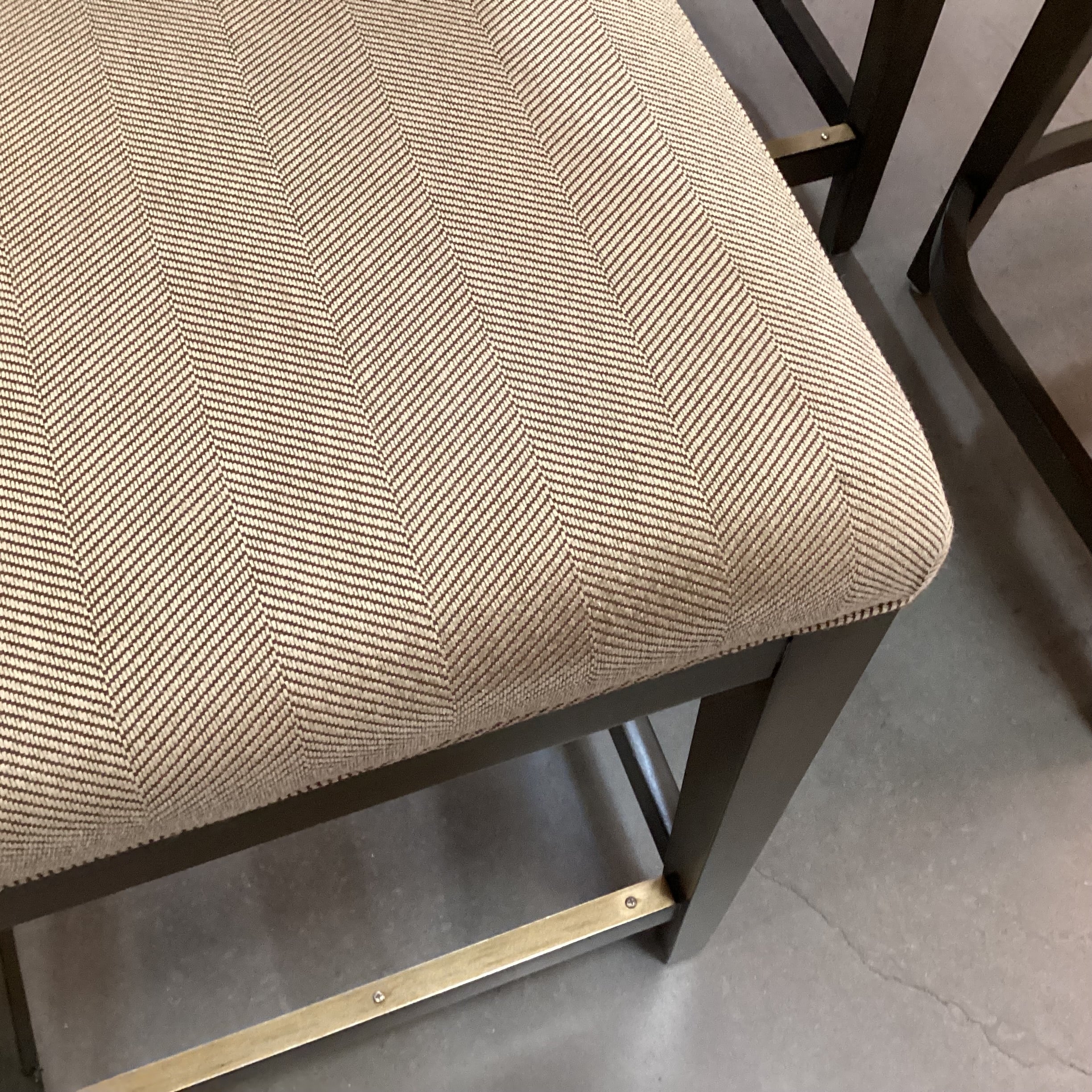 SET of 4 Green Grey Finish & Cream Tan Woven Wing Back Counter Height Barstools 24"