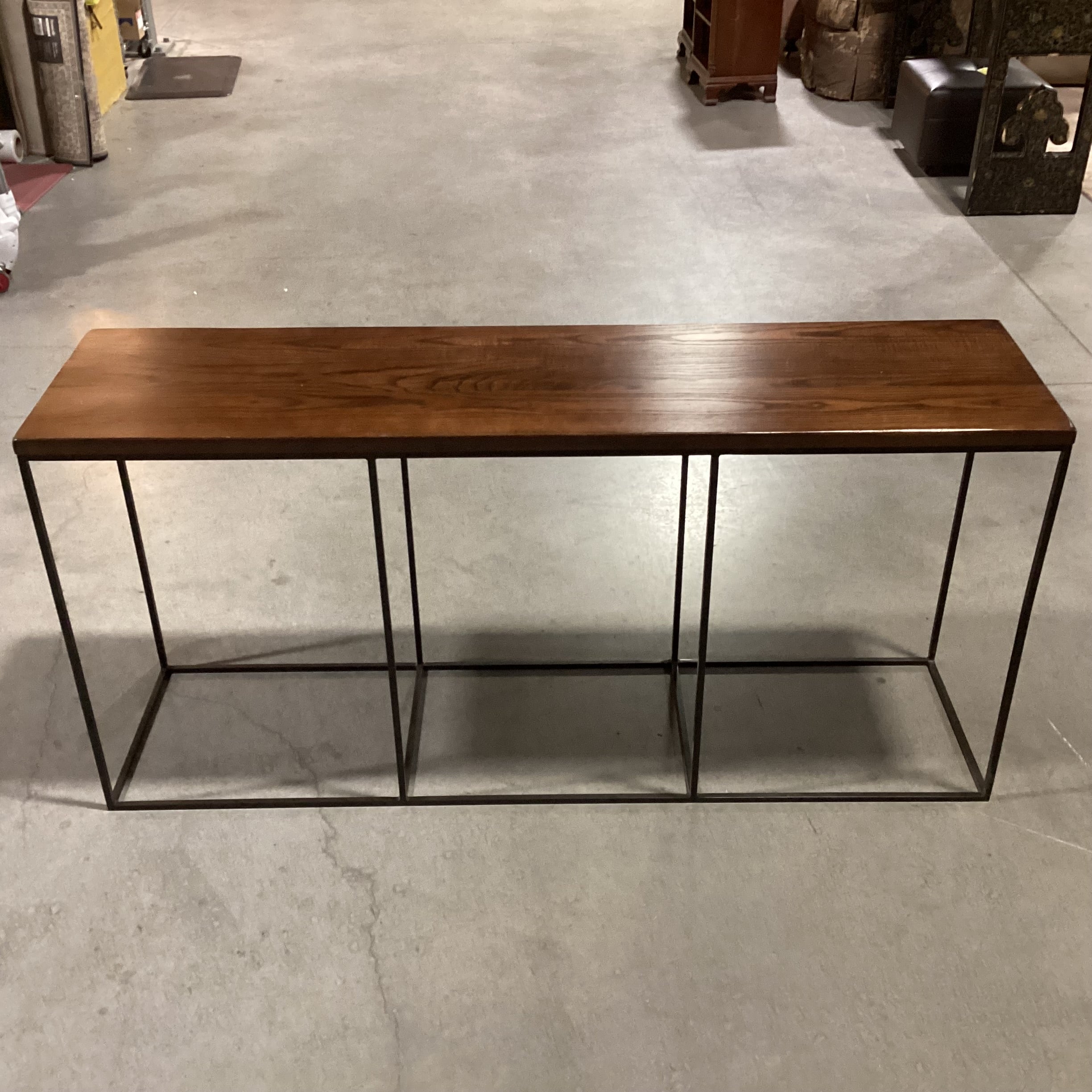 Dark Finish Wood & Iron Base Sofa Table 63"x 16"x 30"