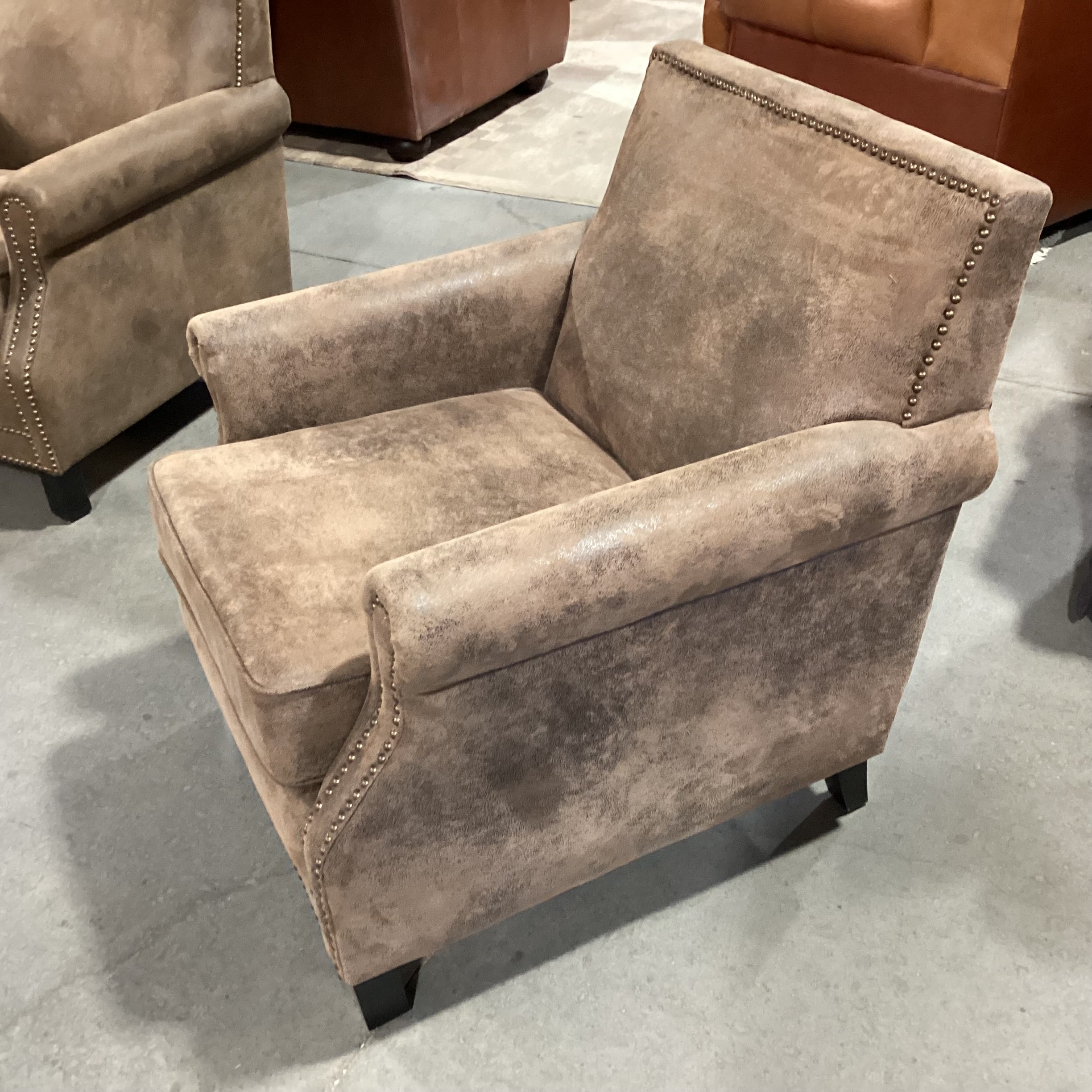 Abbyson Living Brown Textured Micro Suede Nailhead Chair 29"x 31"x 32"