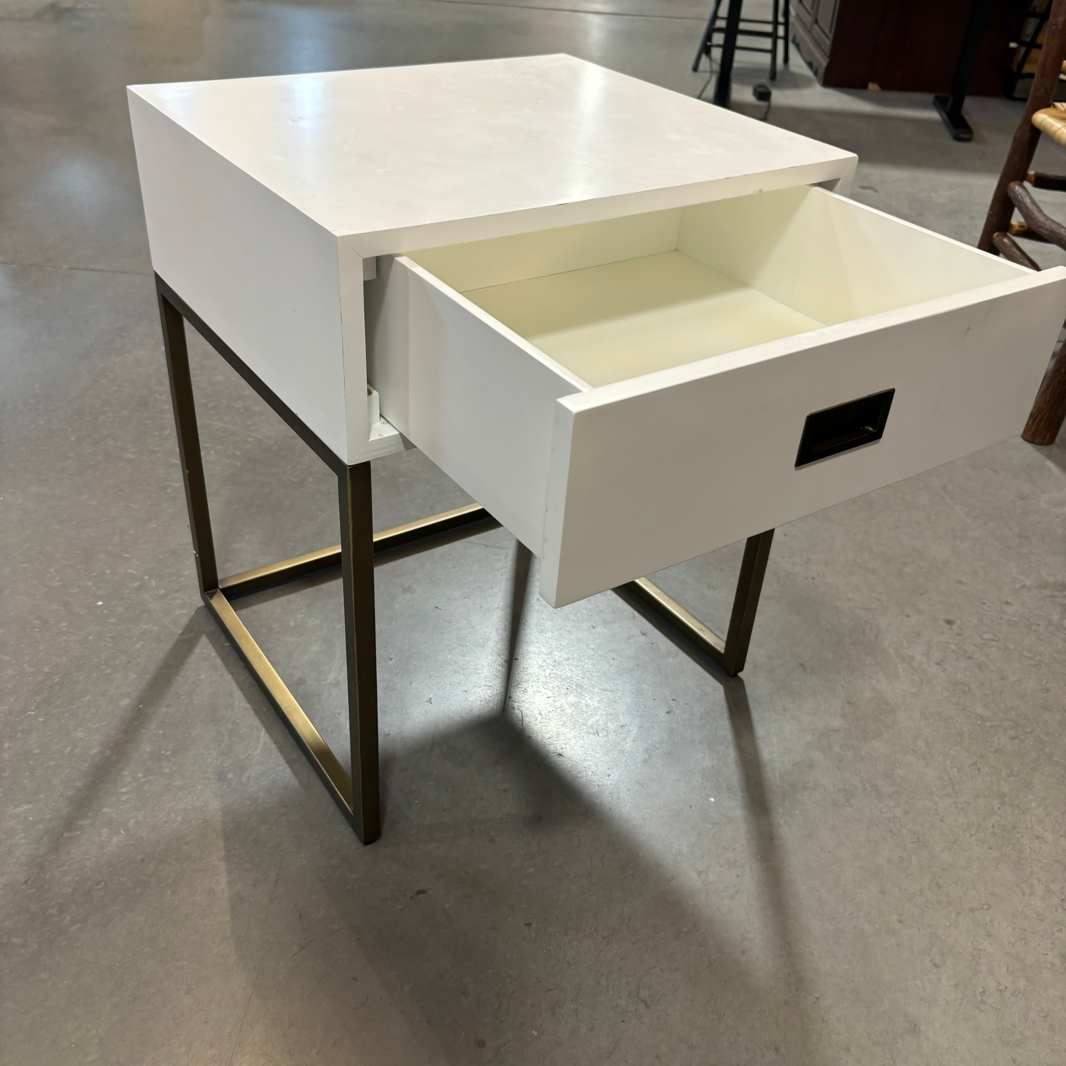 Restoration Hardware Teen Waxed White Finish & Metal 1 Drawer Nightstand 20"x 18"x 24"