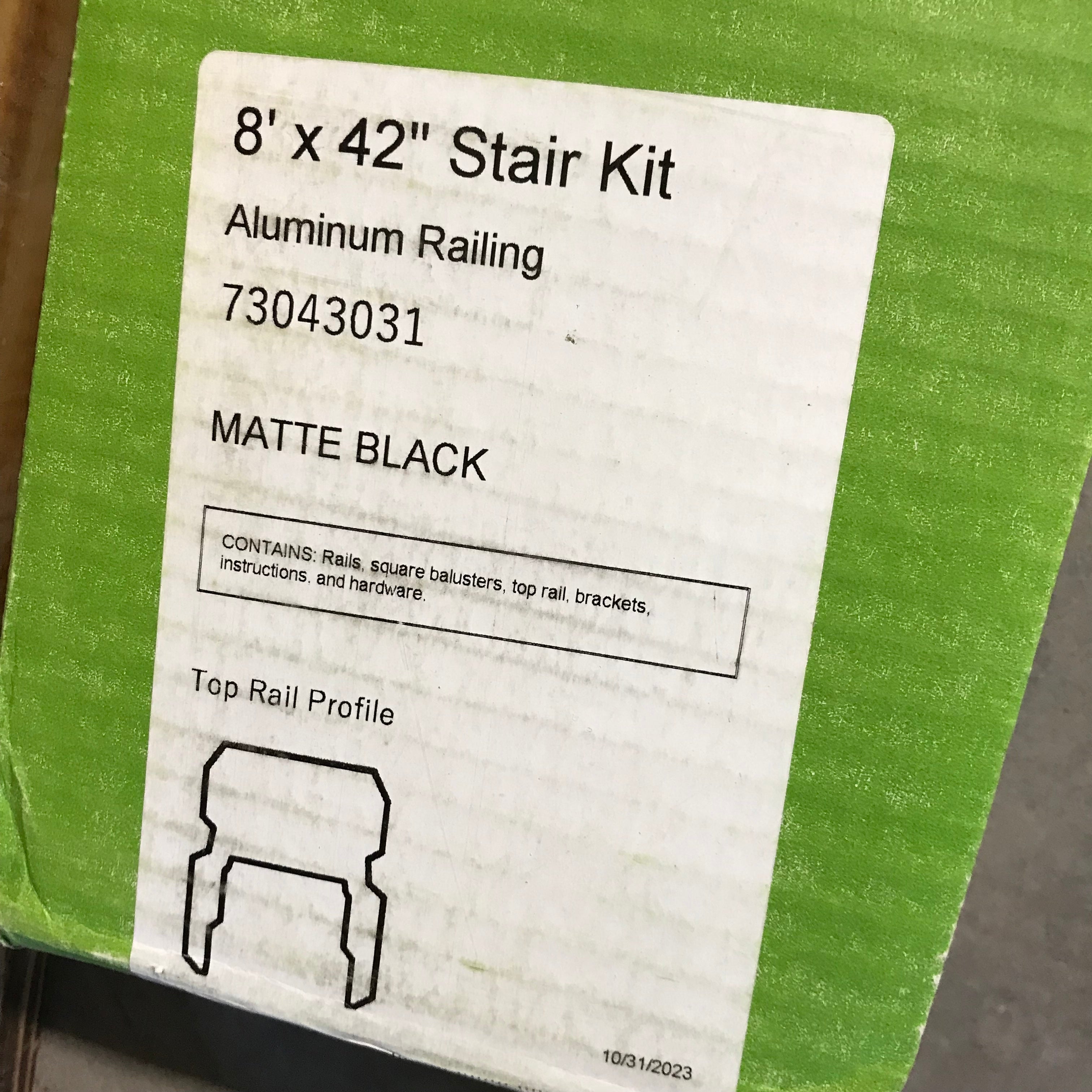 Barrette Matte Black Versarail Classic 8'x 42" Stair Kit