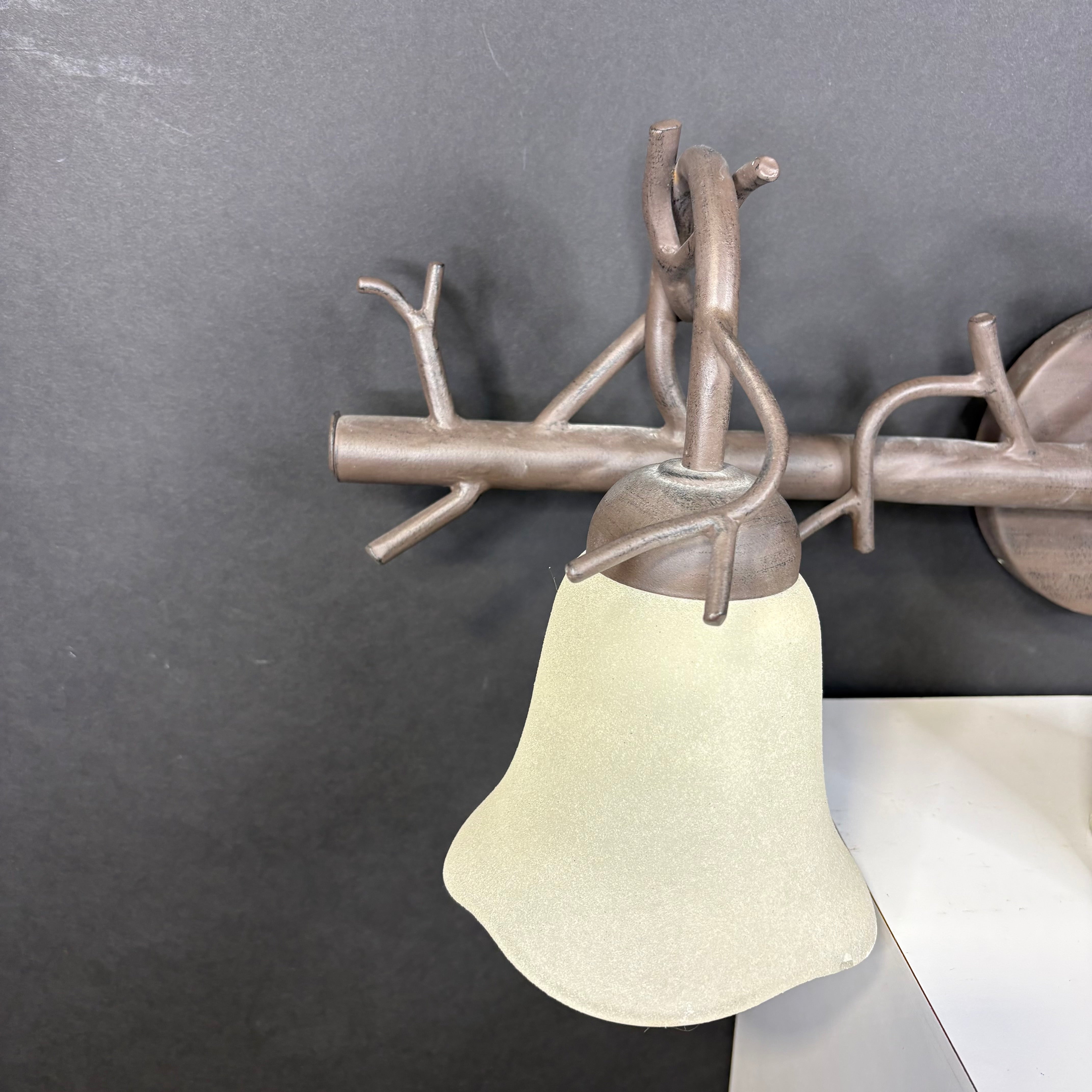 Kalco Lighting 3-Light Brown Bark Finish Metal with Piastra Glass Shades Vanity Wall Sconce 27”x 10”x 8”