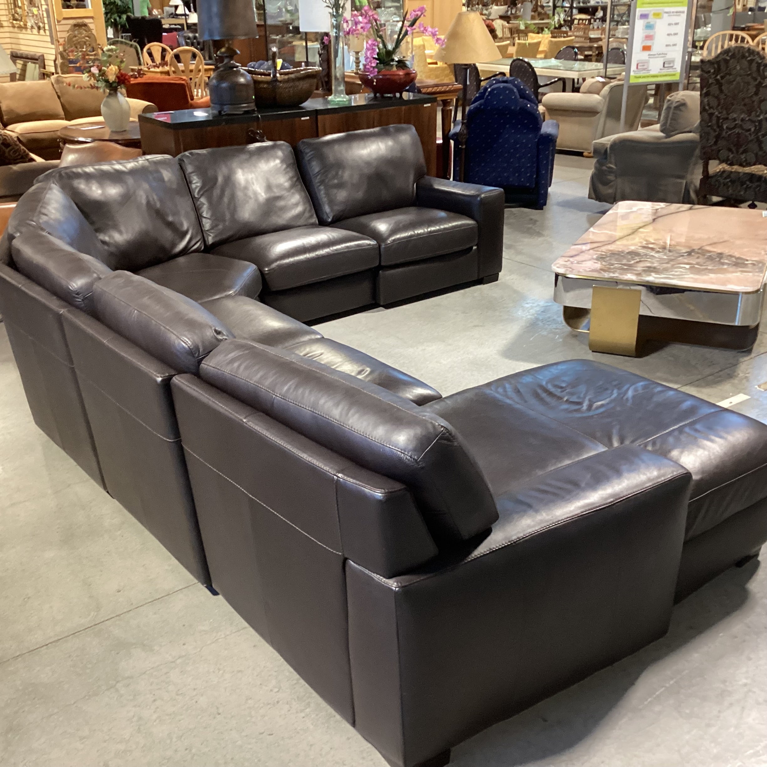 Natuzzi Leather 6 Piece with Chaise Sectional 108"x 138"x 64"x 39"x 31"
