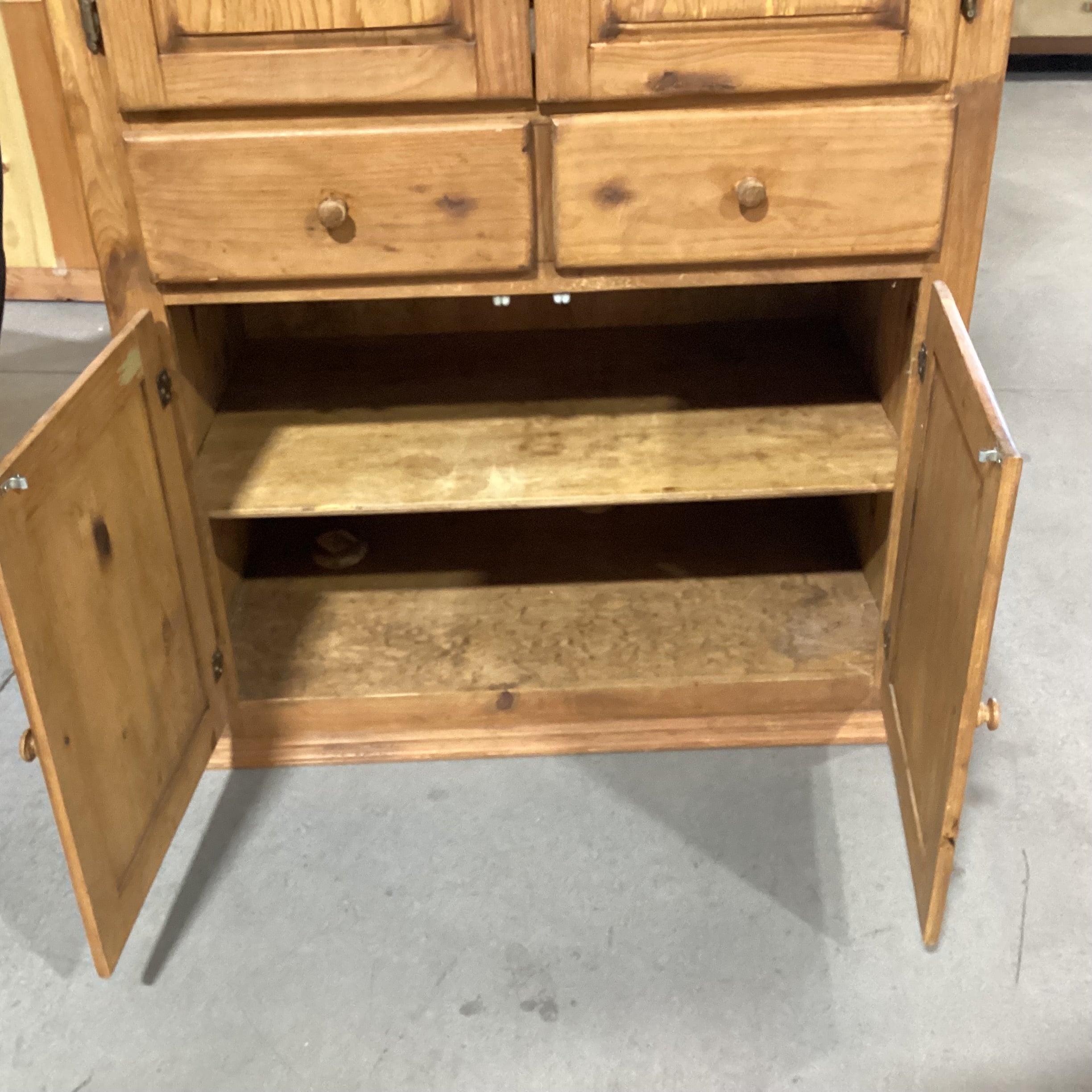 Rustic Pine 2 Drawer 4 Door Armoire 43"x 25"x 76"