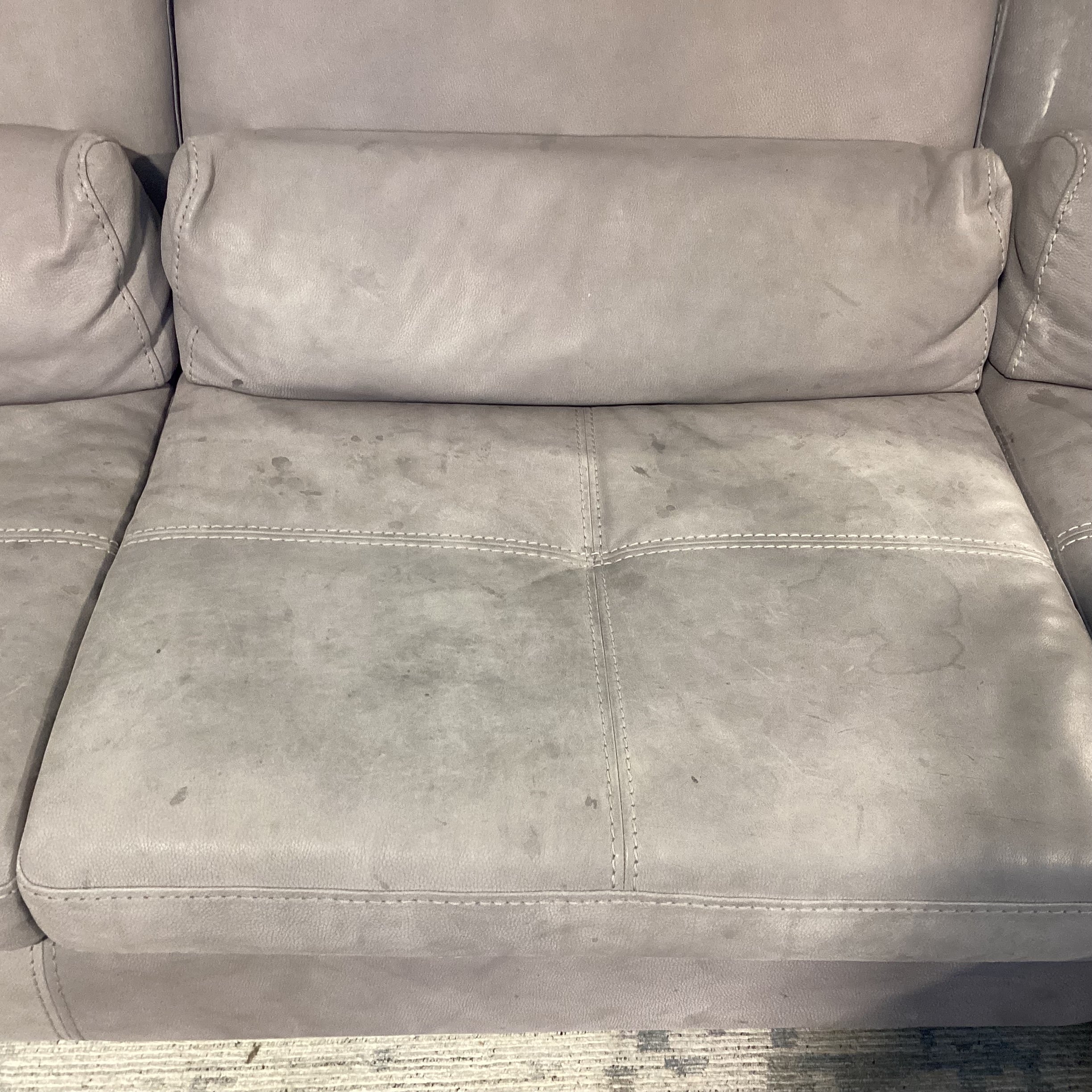 Max Divani Italian Grey Leather 2 Piece with Chaise Sectional 93"x 123"x 44"x 35"