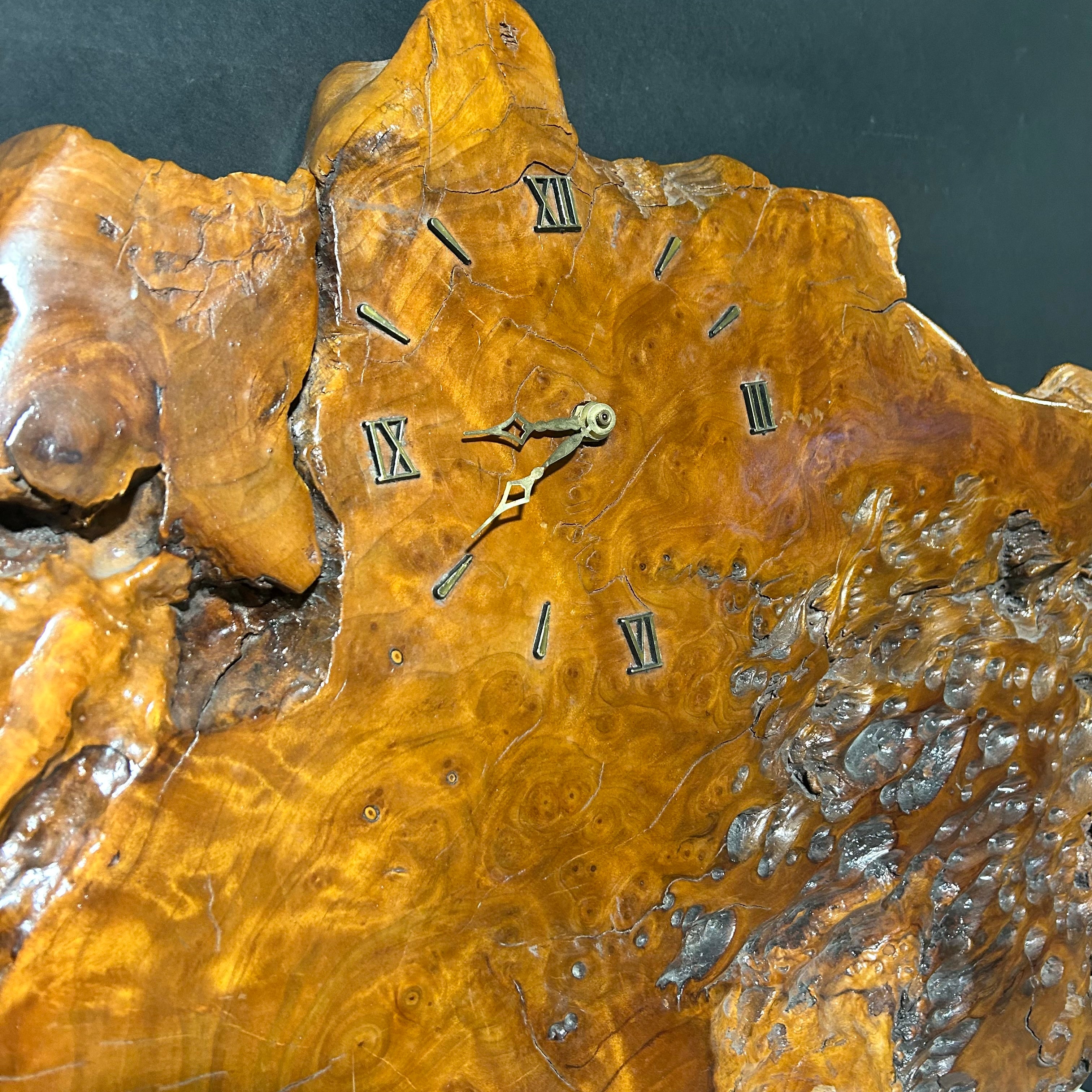 Vintage Maple Burl Wood Clock 30"x 21"