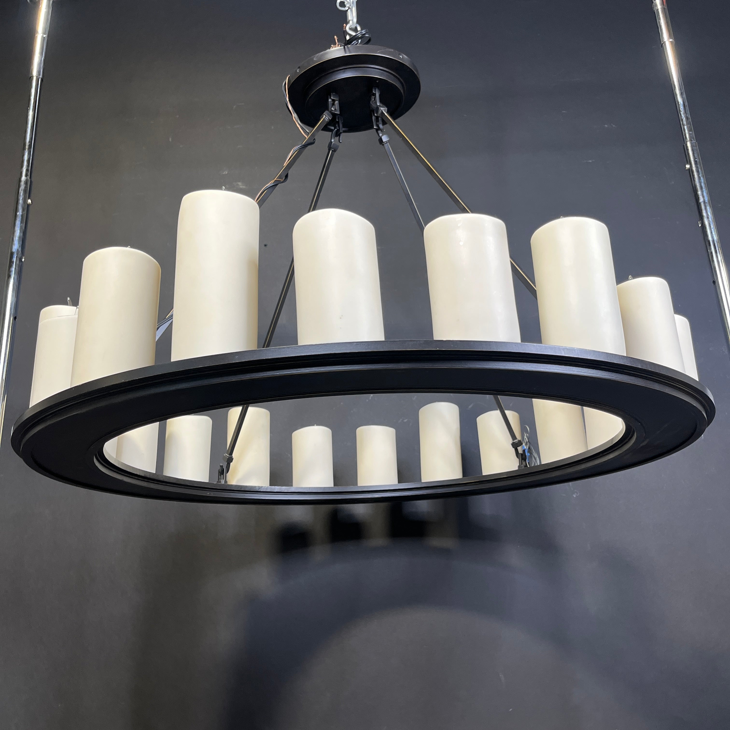 Restoration Hardware 20-Light Oil Rubbed Bronze with Faux Candle Shades Chandelier 40” Diameter x 28”