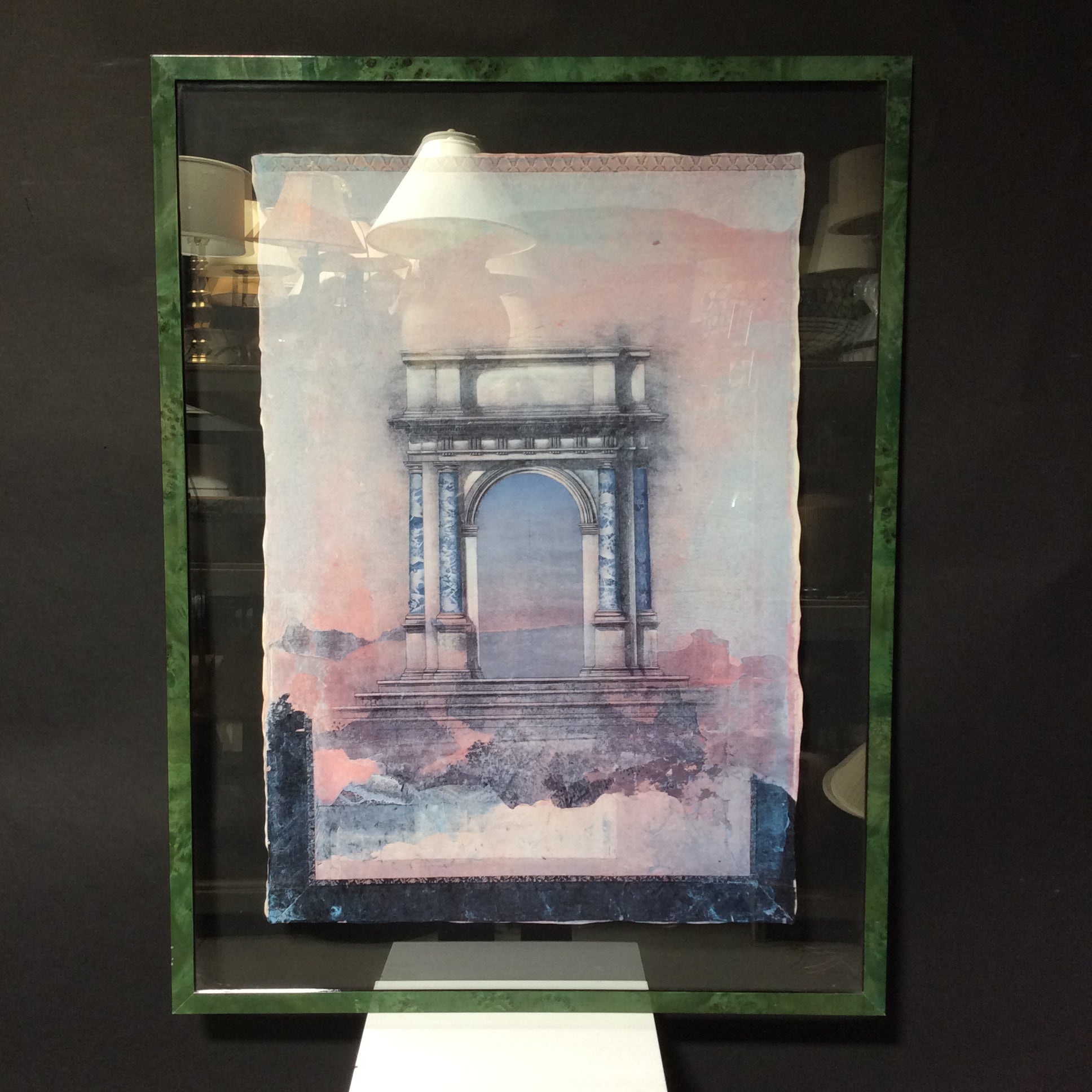 Donald FarnsWorth "Triumphal Arch 1" Print In Green Wood Floating Frame 30" x 39 1/2"