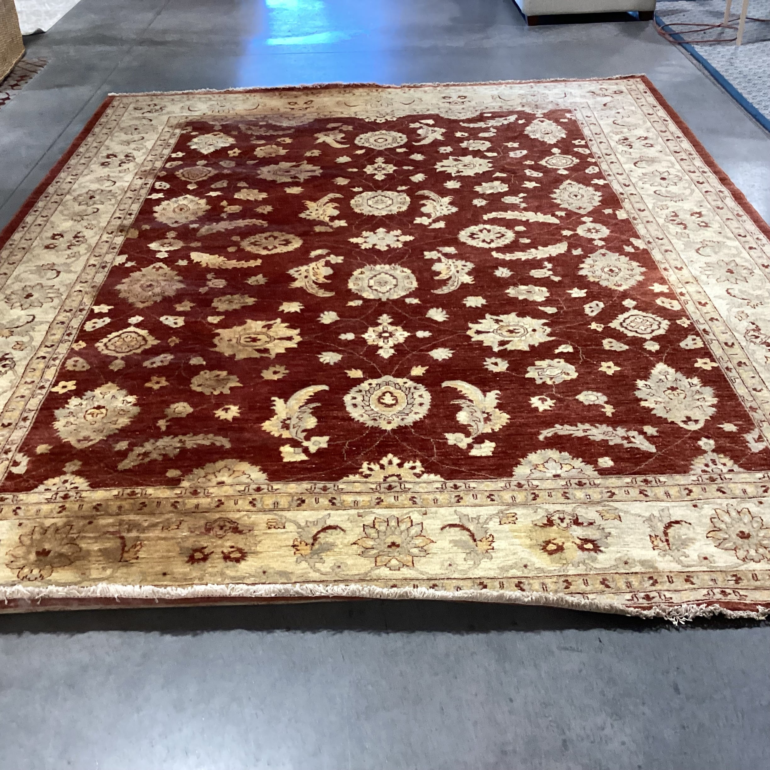 Red Rust & Gold Hand Woven Wool Rug 10'7"x 13'9"