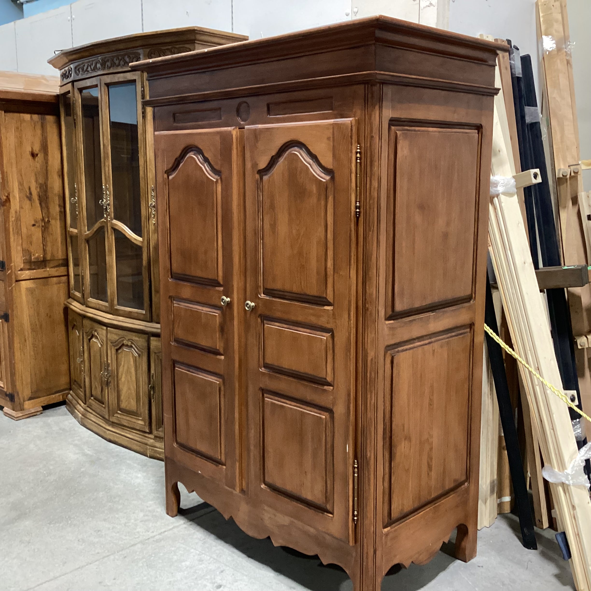Carved Wood 2 Door with Shelves Armoire 48"x 28"x 72"