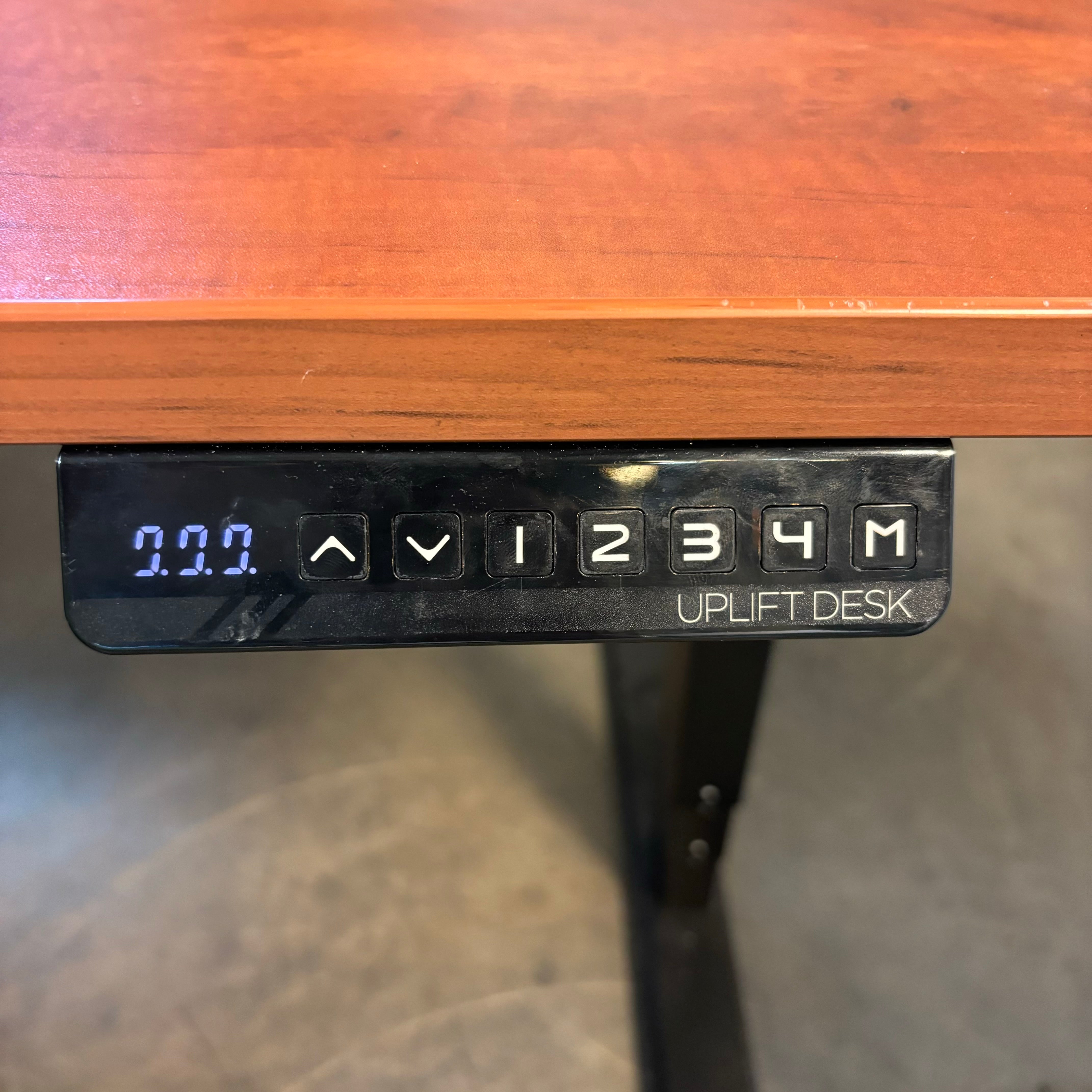Uplift Red Wood Veneer Style  Adjustable Height Standing Desk 60"x 30"x 24" to 50"