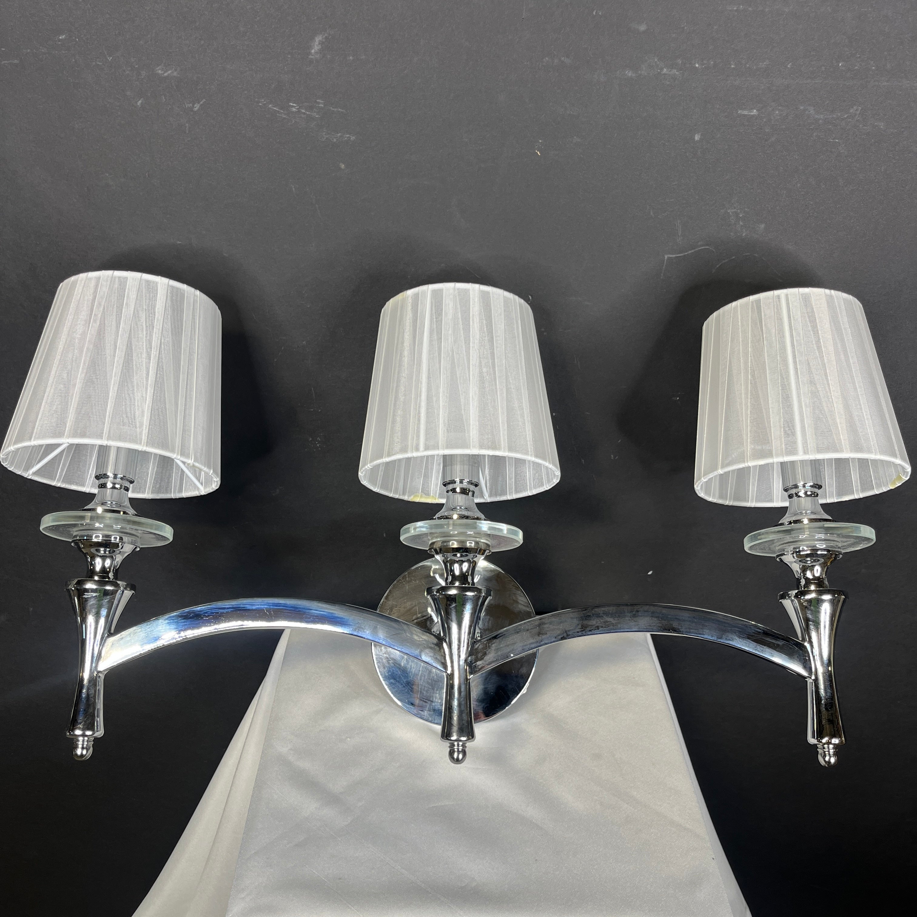 ArtCraft Contempra 3-Light Chrome Transitional with Shades Vanity Wall Sconce 24”x 8.25”x 4”