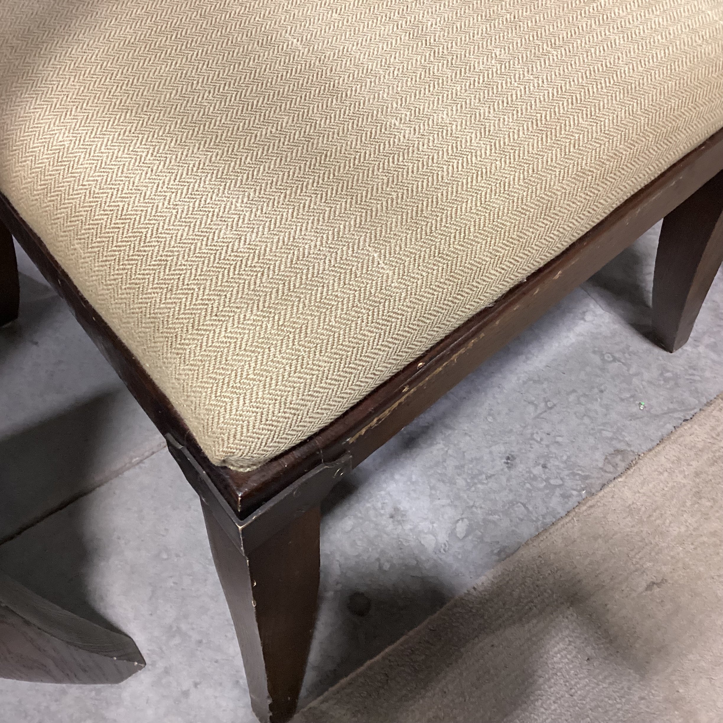 SET of 6 Golden Wool Blend Nailhead & Dark Finish Wood with Bracket Accent Dining Chair 23"x 26"x 42"