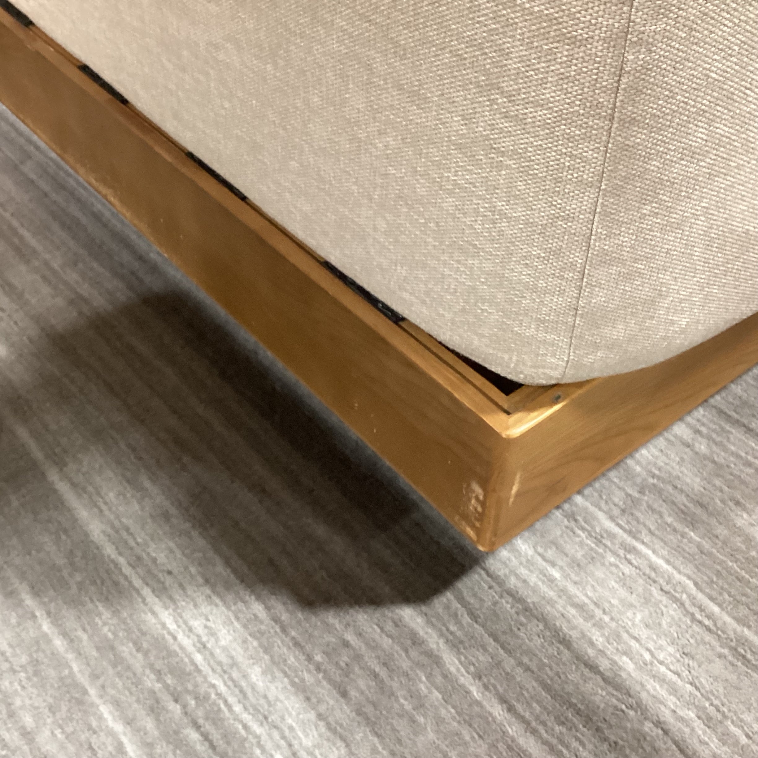 Bondi Mid Century Style Wood Base & Beige Cushions 4 Piece Modular Sectional 118"x 80"x 42"x 26"