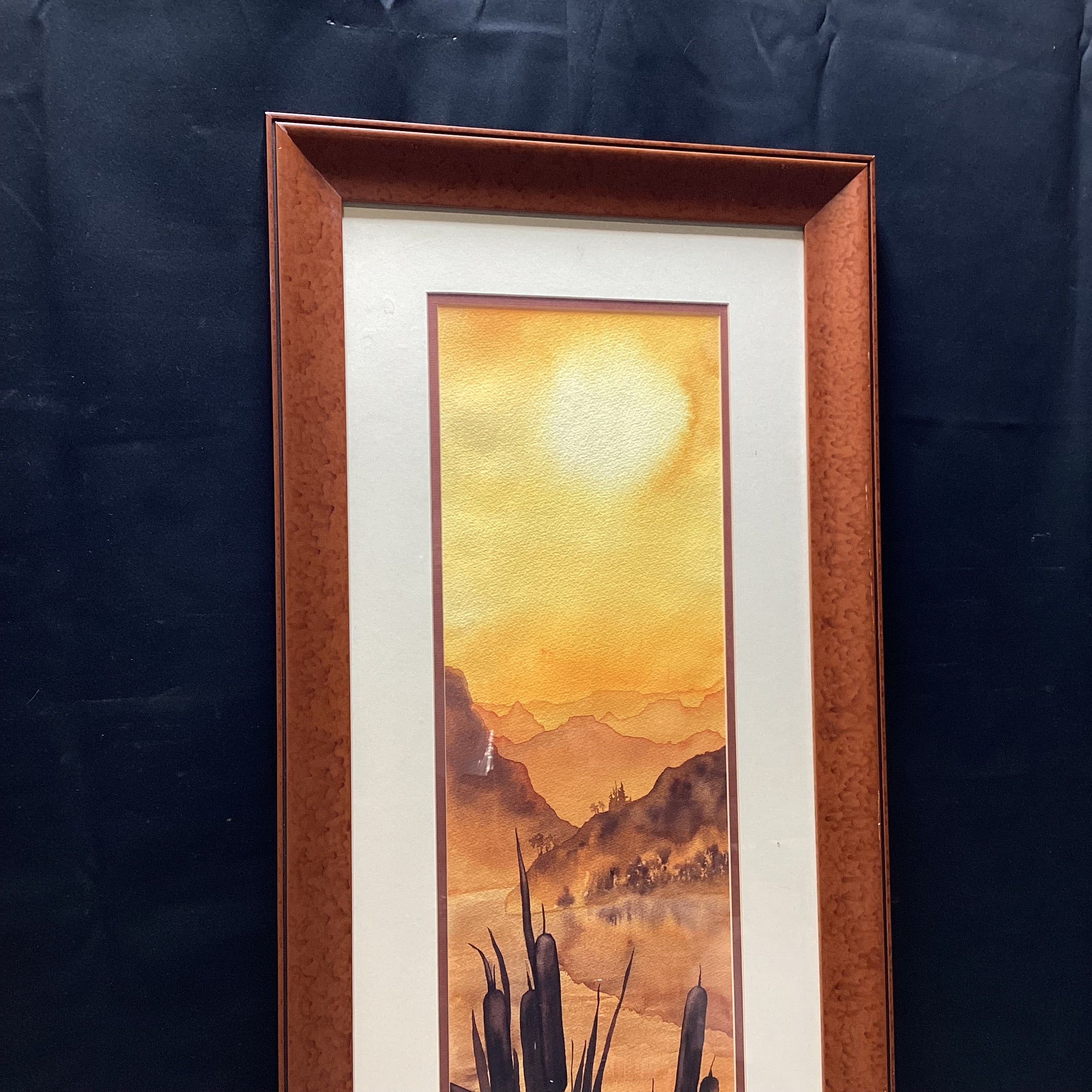 J. Billings Signed Original Cat Tail Watercolor 18" x 44"