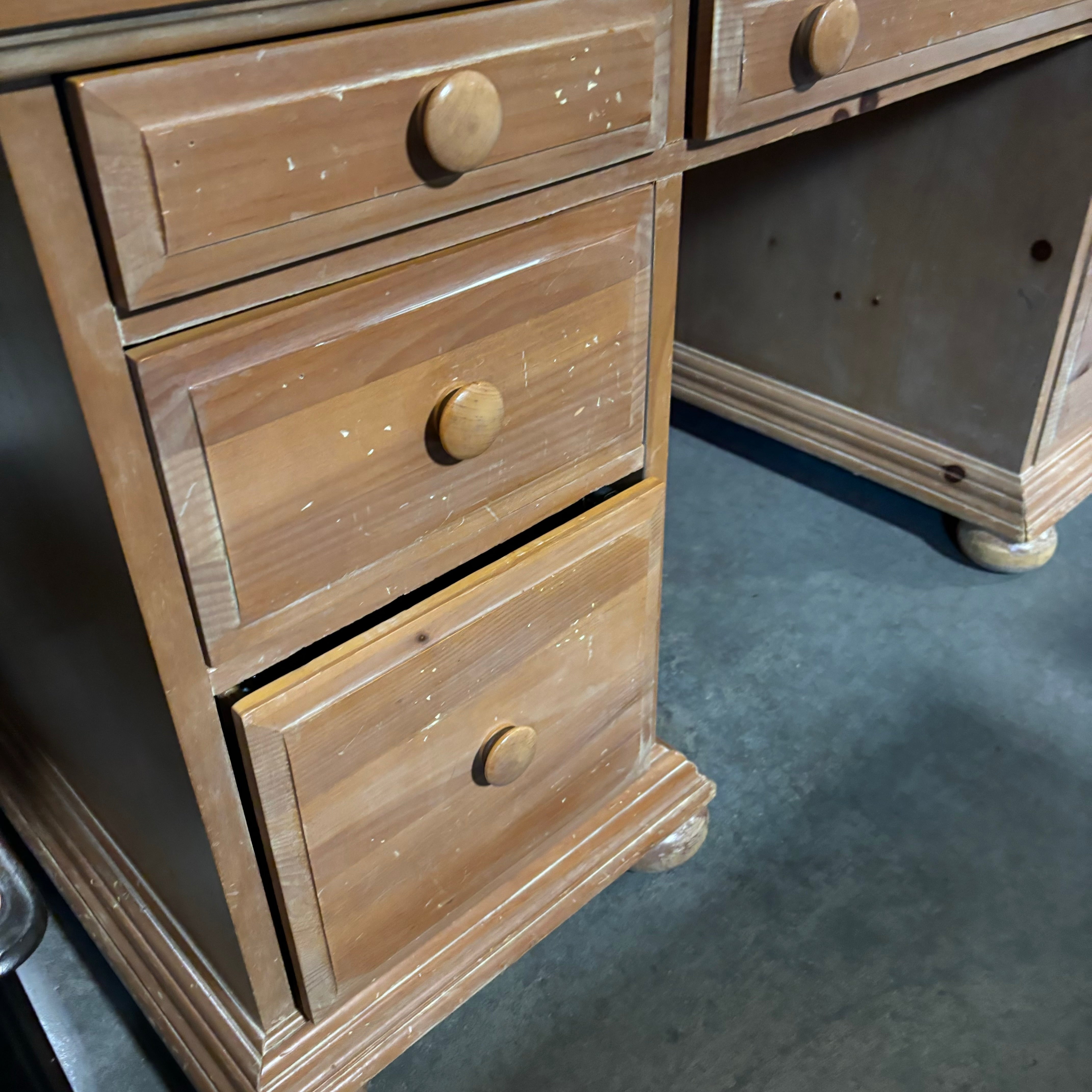 Light Wood Veneer 3 Drawer Teacher Desk 48"x 30"x 30"