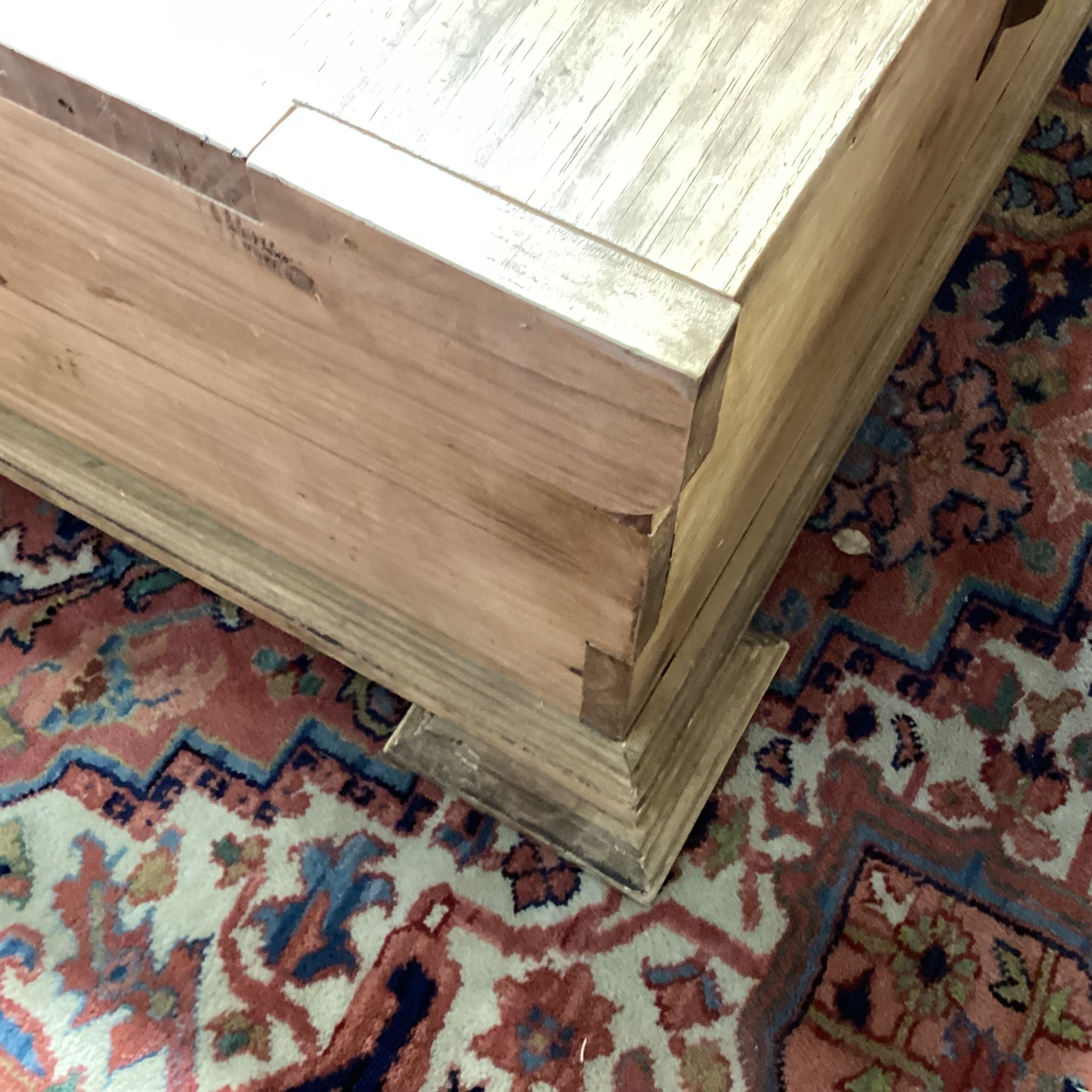 Rustic Pine with Iron Accent Trunk Style with 2 Lift Door Top Storage Coffee Table 41.5"x 43.5"x 18.5"