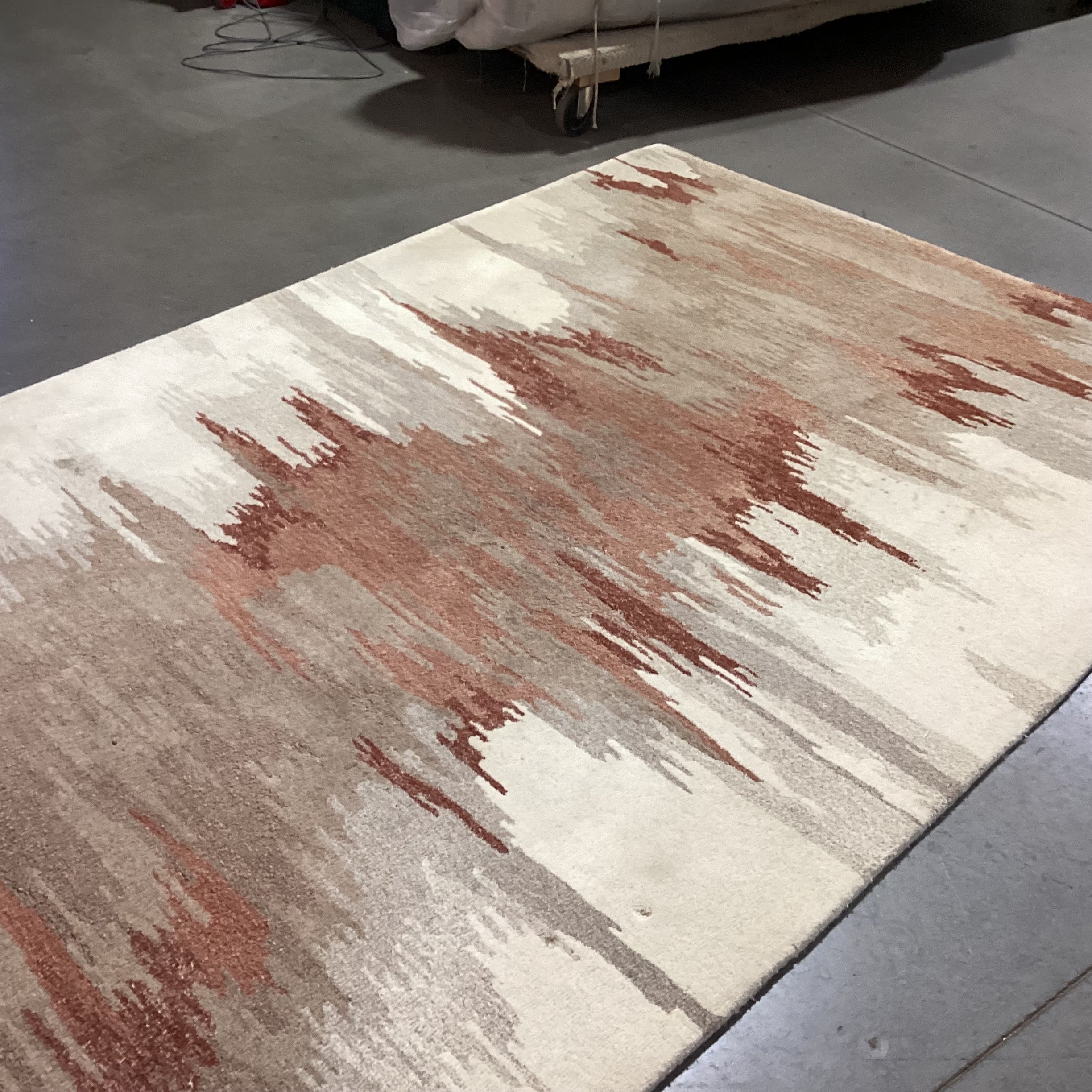 Crate & Barrel Birch & Terracotta Southwest Wool & Rayon Rug 6'x 9'