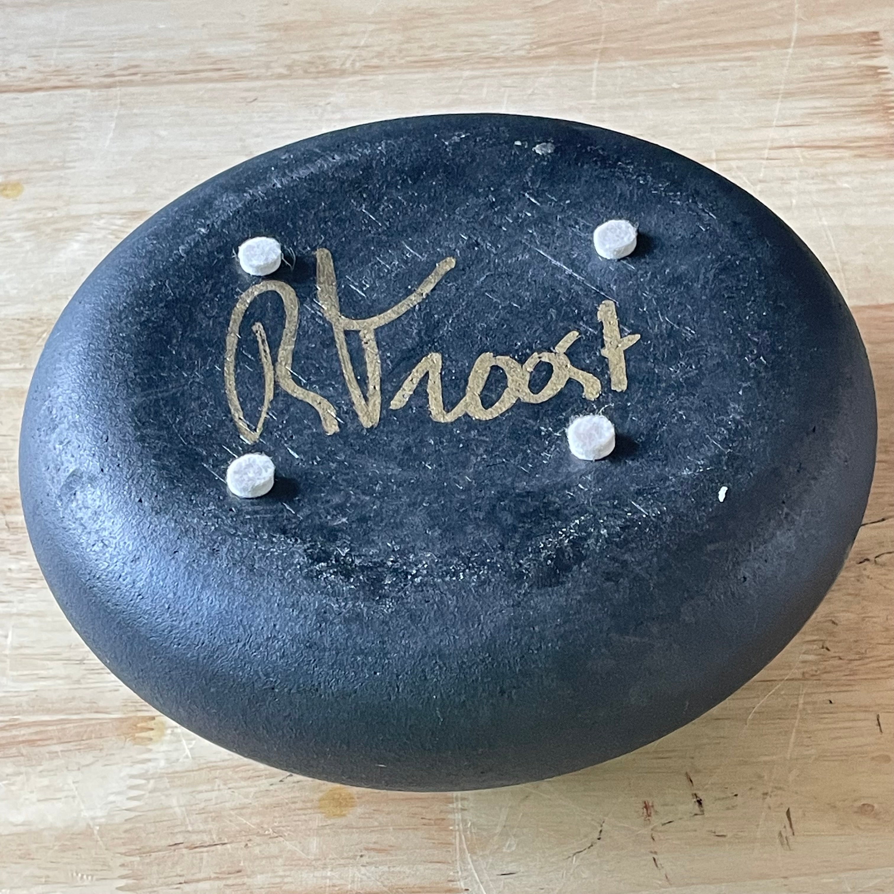 Robbrecht Troost Signed Raku Vibrant Turquoise Glaze, Matte Black Ceramic  Ikebana Vase, 9"x 3"