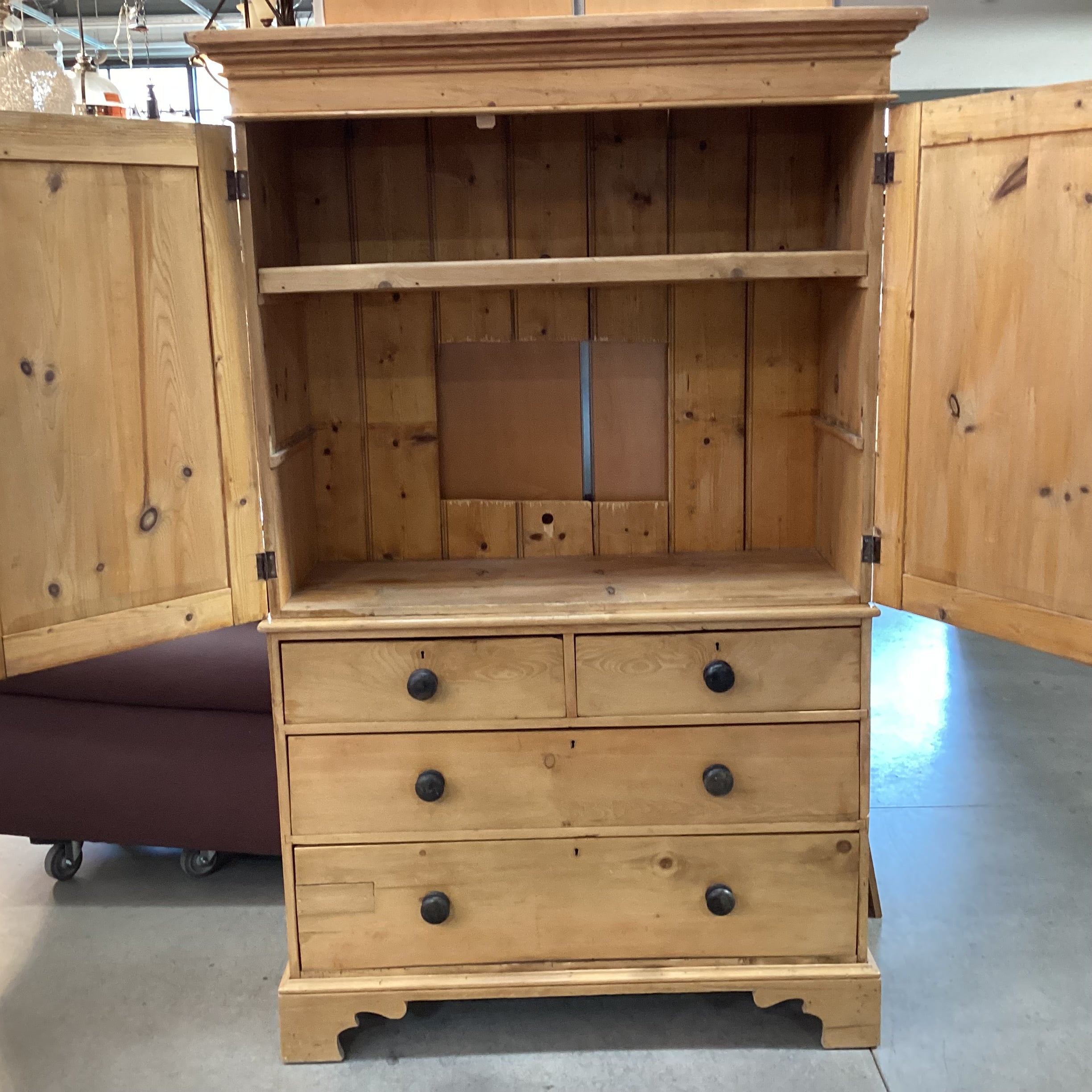Pine 2 Door 4 Drawer Armoire 49"x 20"x 76"