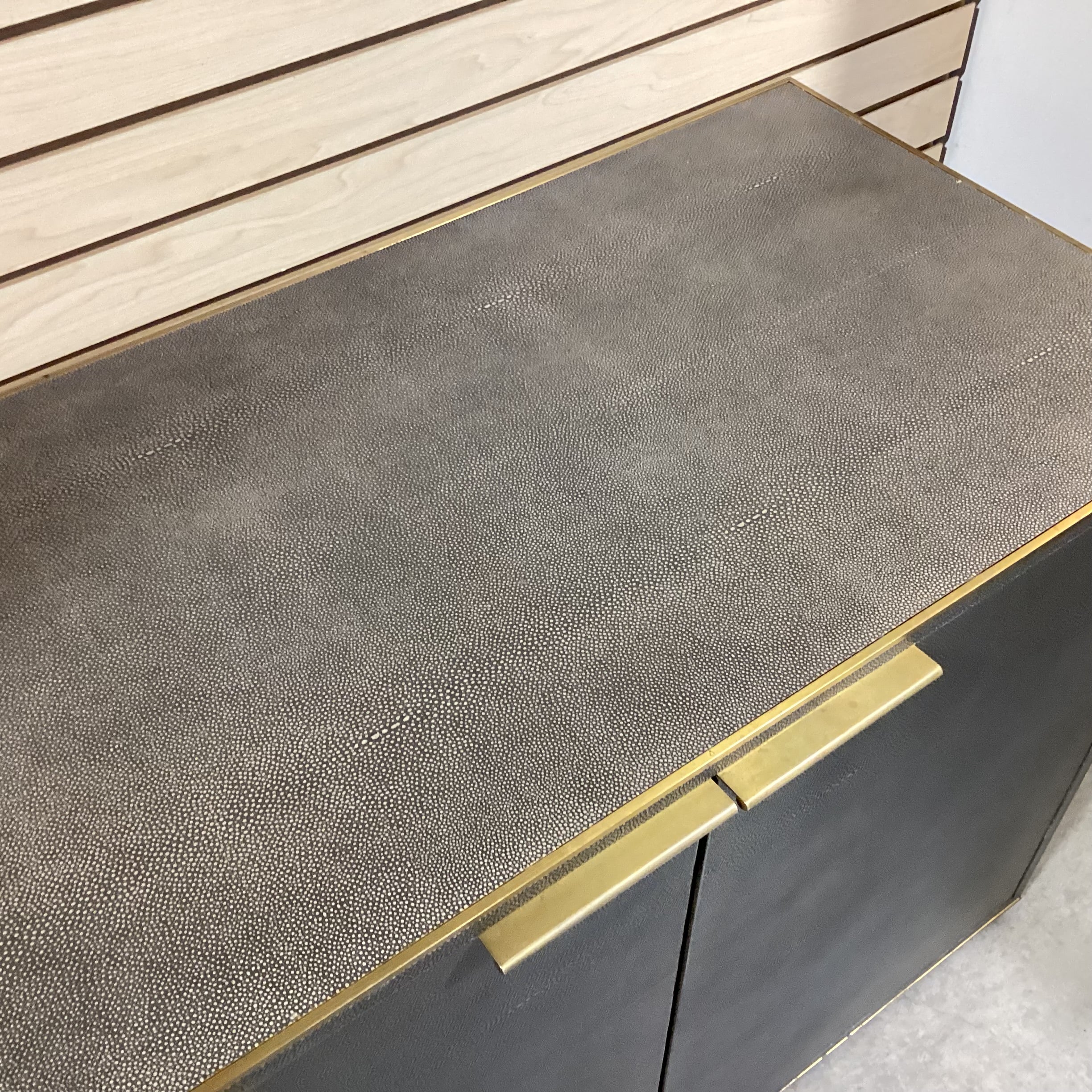Restoration Hardware Saunderson Shagreen & Brass Cabinet Console 42"x 21"x 30.5"